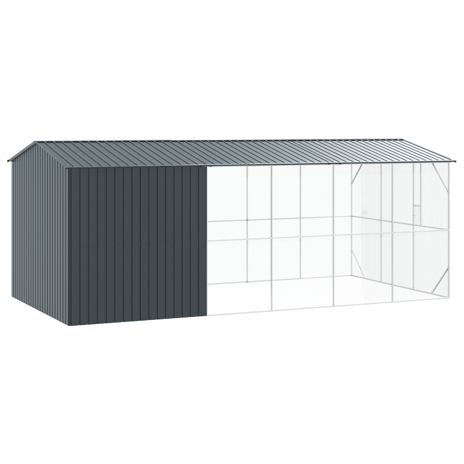 Bird Aviary with Extension Anthracite 310x640x247 cm Steel - Image 5
