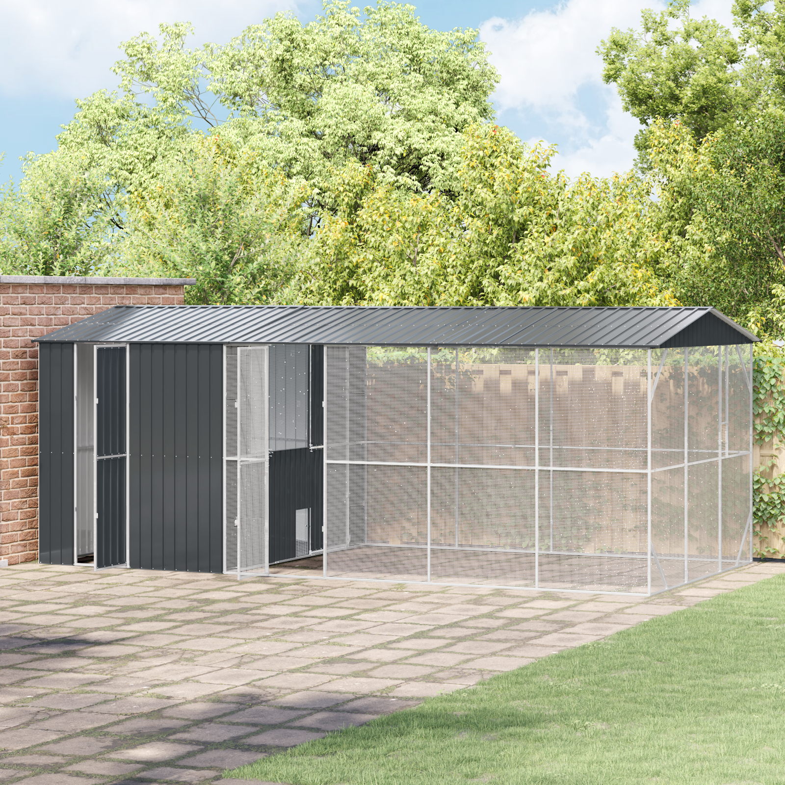 Bird Aviary with Extension Anthracite 310x640x247 cm Steel - Image 3