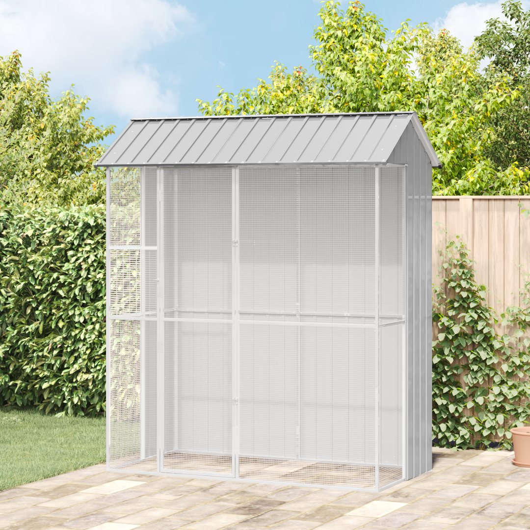 Bird Aviary Grey 215x110x247 cm Steel
