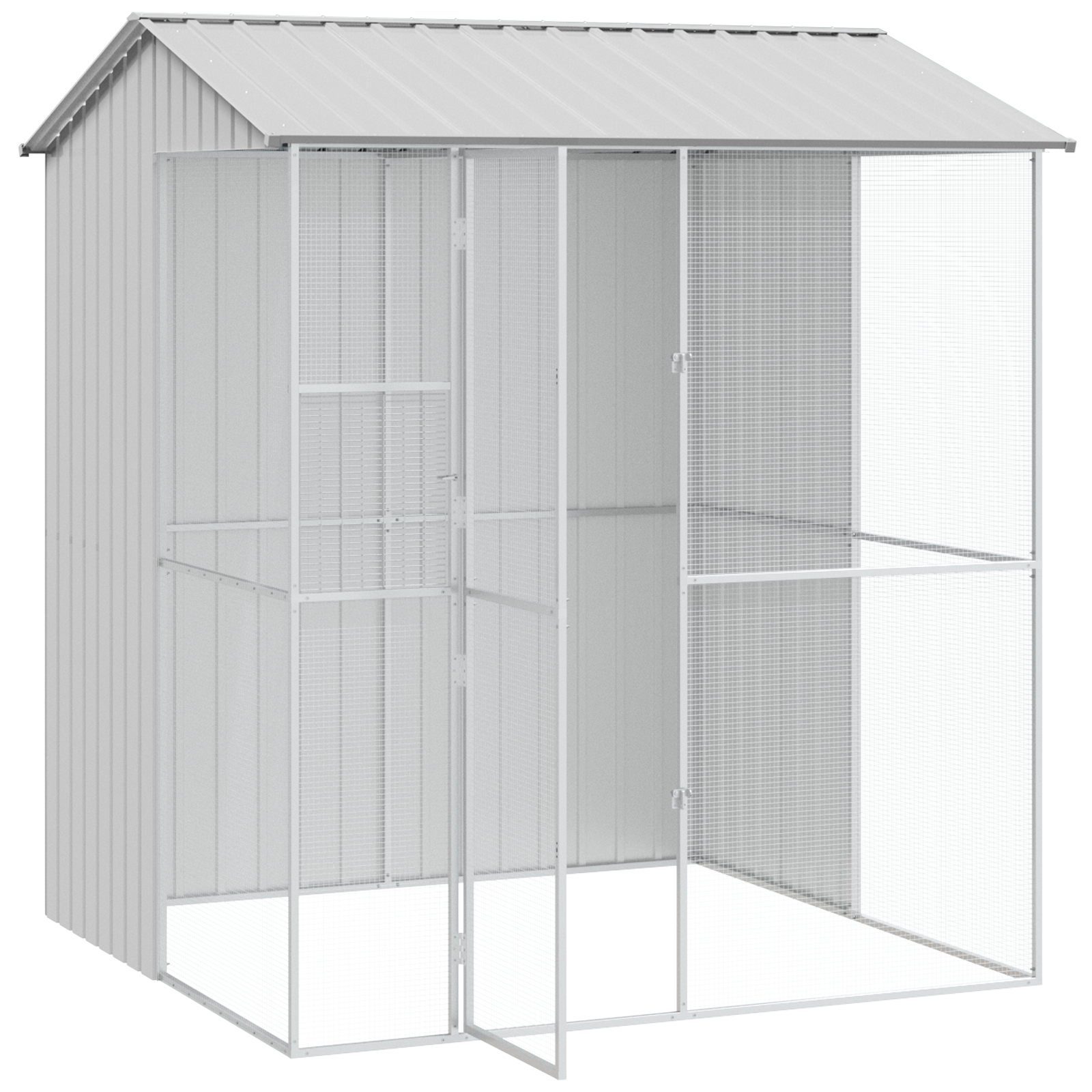 Bird Aviary Grey 215x210x247 cm Steel - Image 4
