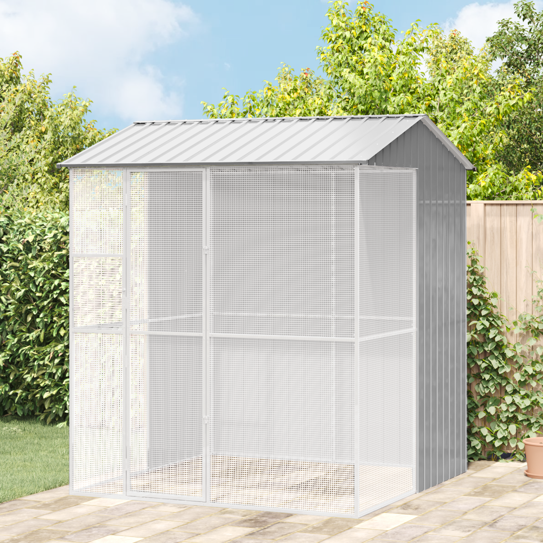 Bird Aviary Grey 215x210x247 cm Steel