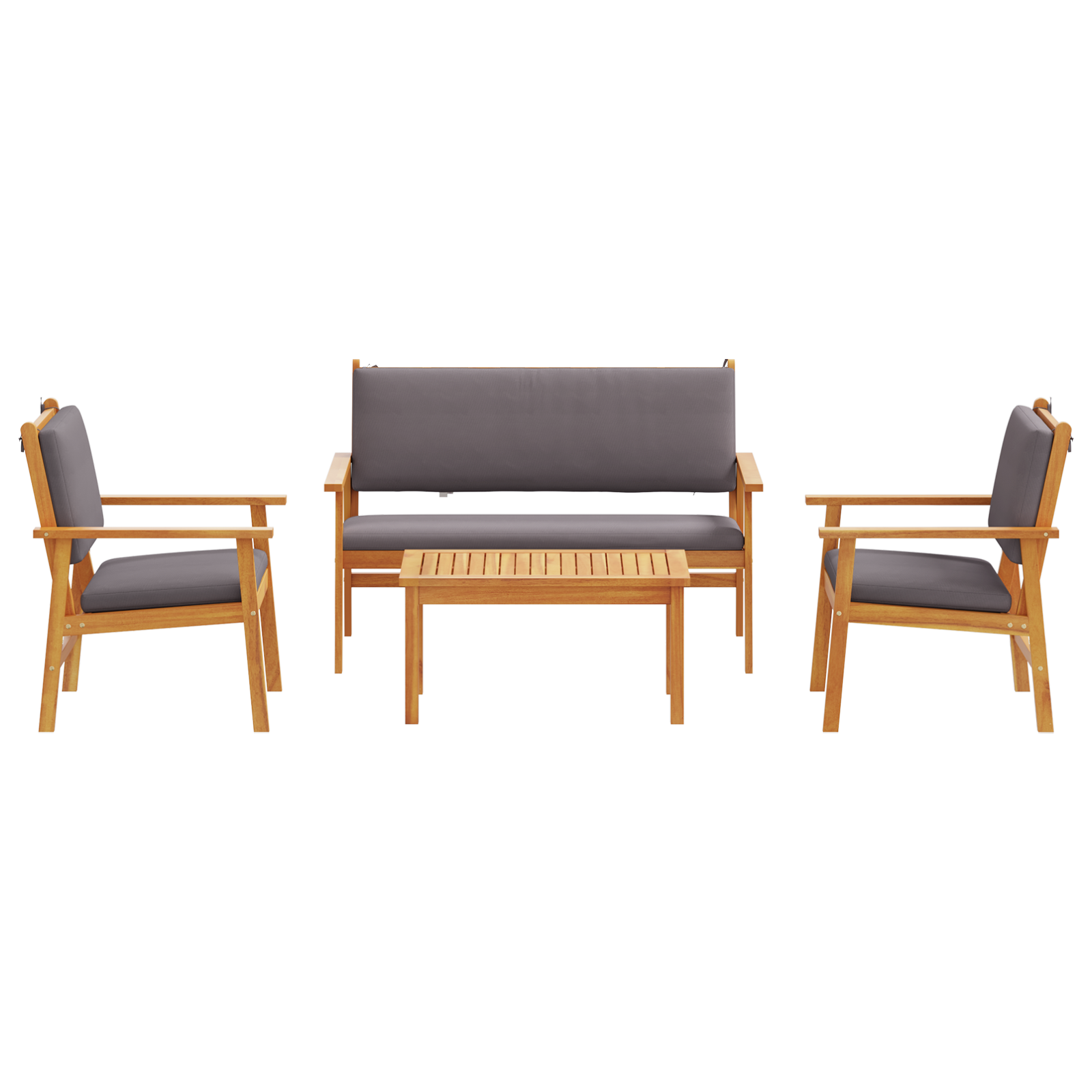 4 Piece Garden Sofa Set with Cushions Solid Wood Acacia - Image 8