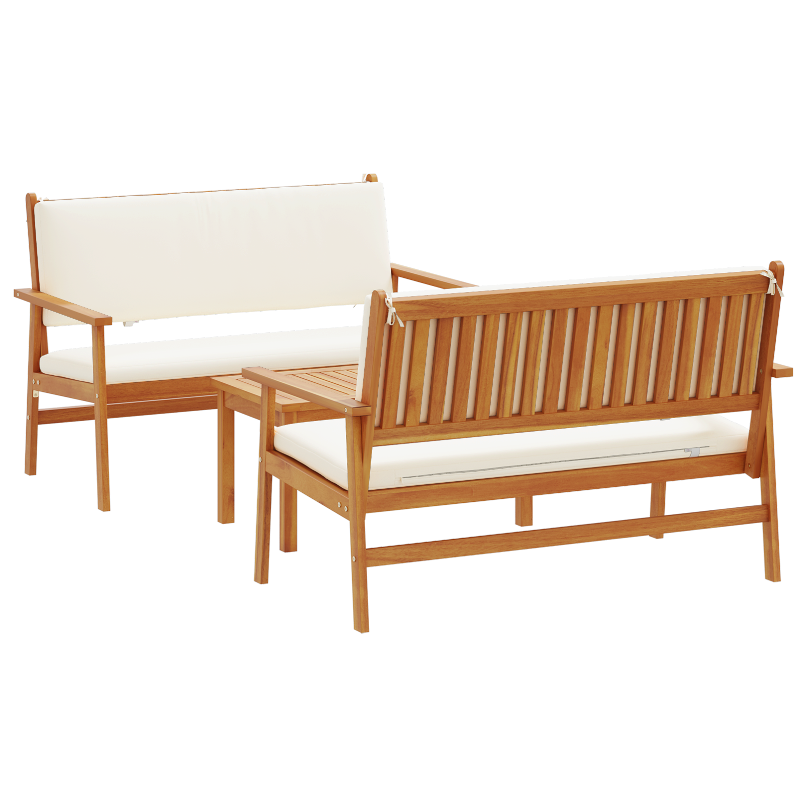 3 Piece Garden Sofa Set with Cushions Solid Wood Acacia - Image 2