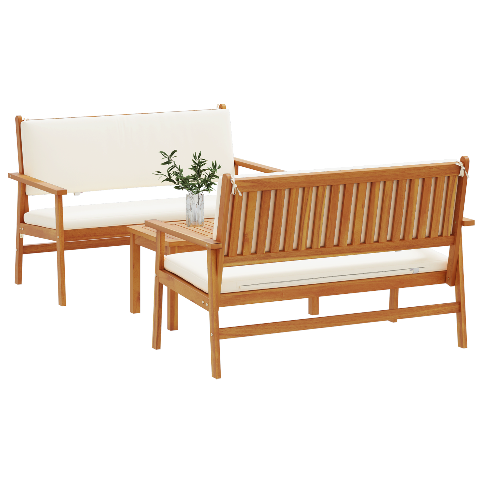 3 Piece Garden Sofa Set with Cushions Solid Wood Acacia - Image 3