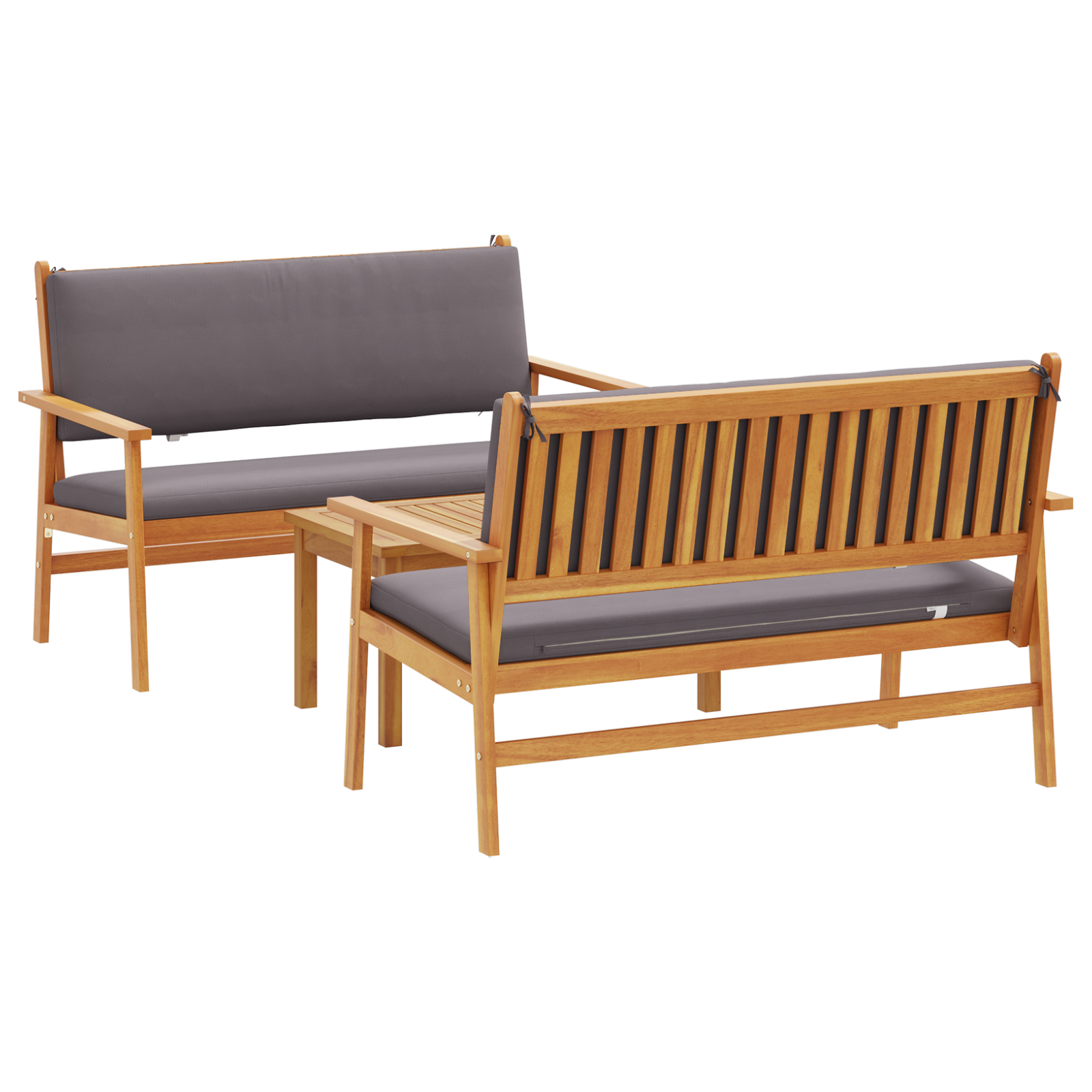 3 Piece Garden Sofa Set with Cushions Solid Wood Acacia - Image 2
