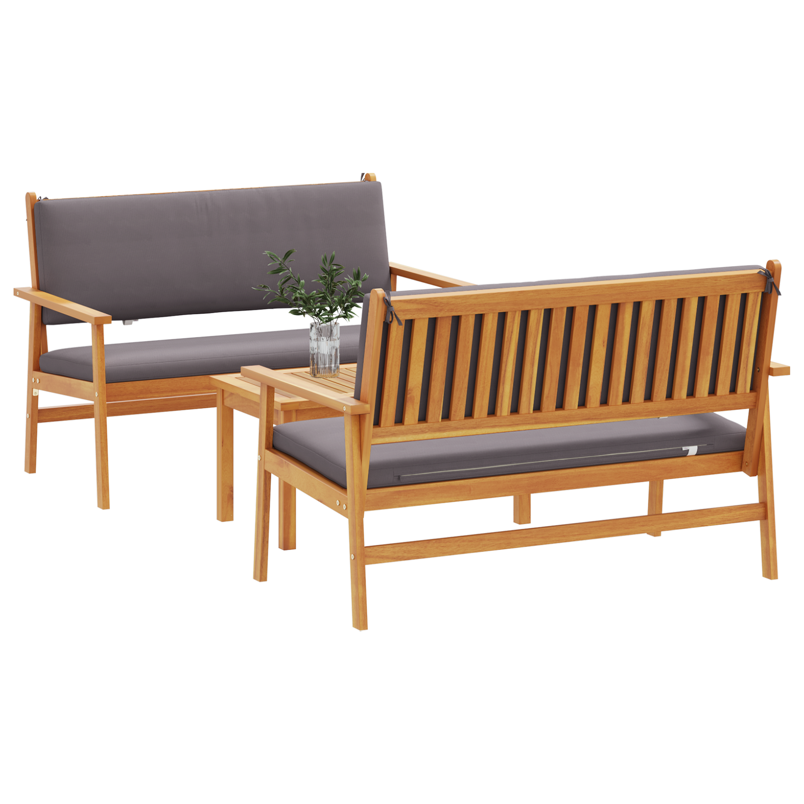 3 Piece Garden Sofa Set with Cushions Solid Wood Acacia - Image 3