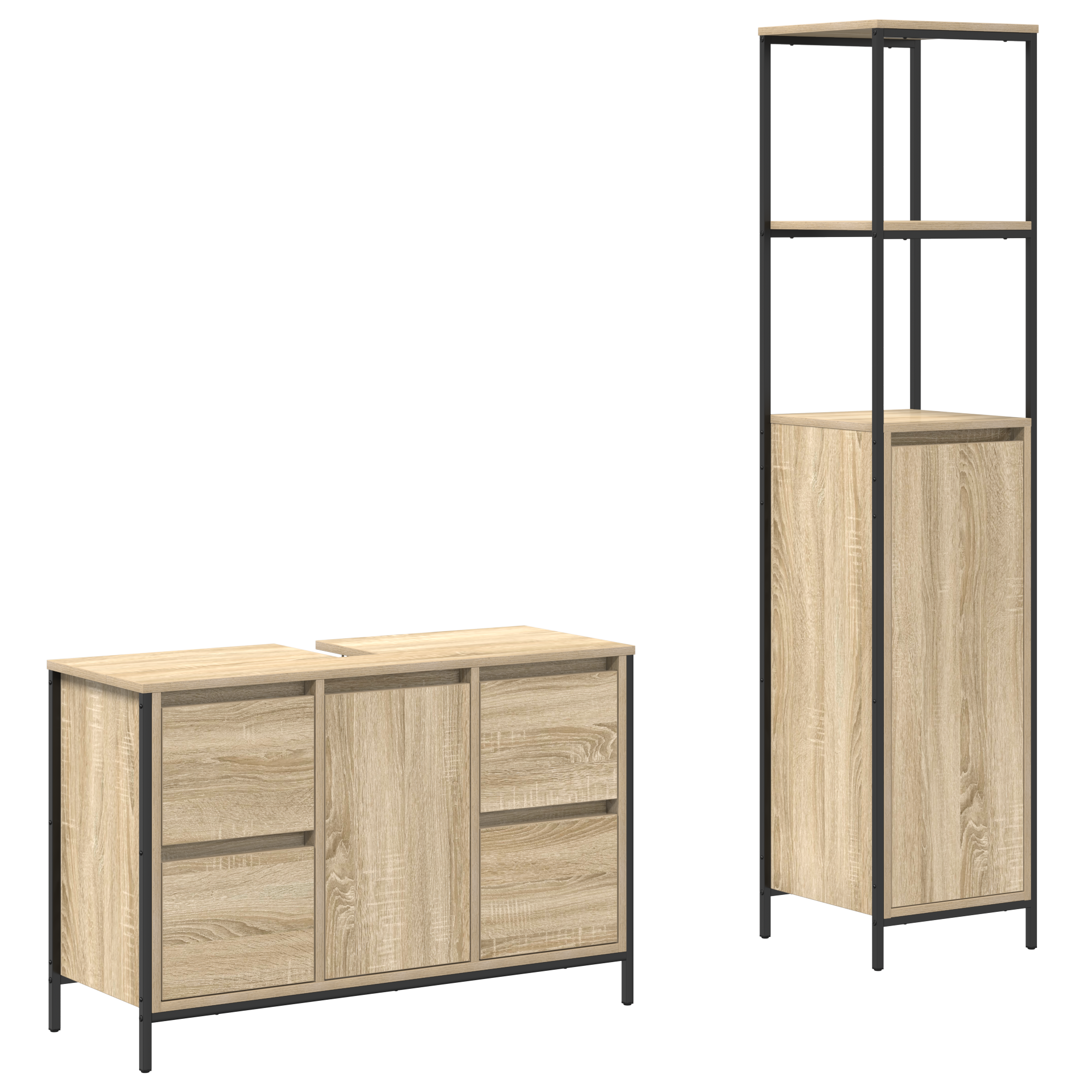 2 Piece Bathroom Furniture Set Sonoma Oak Engineered Wood - Image 2
