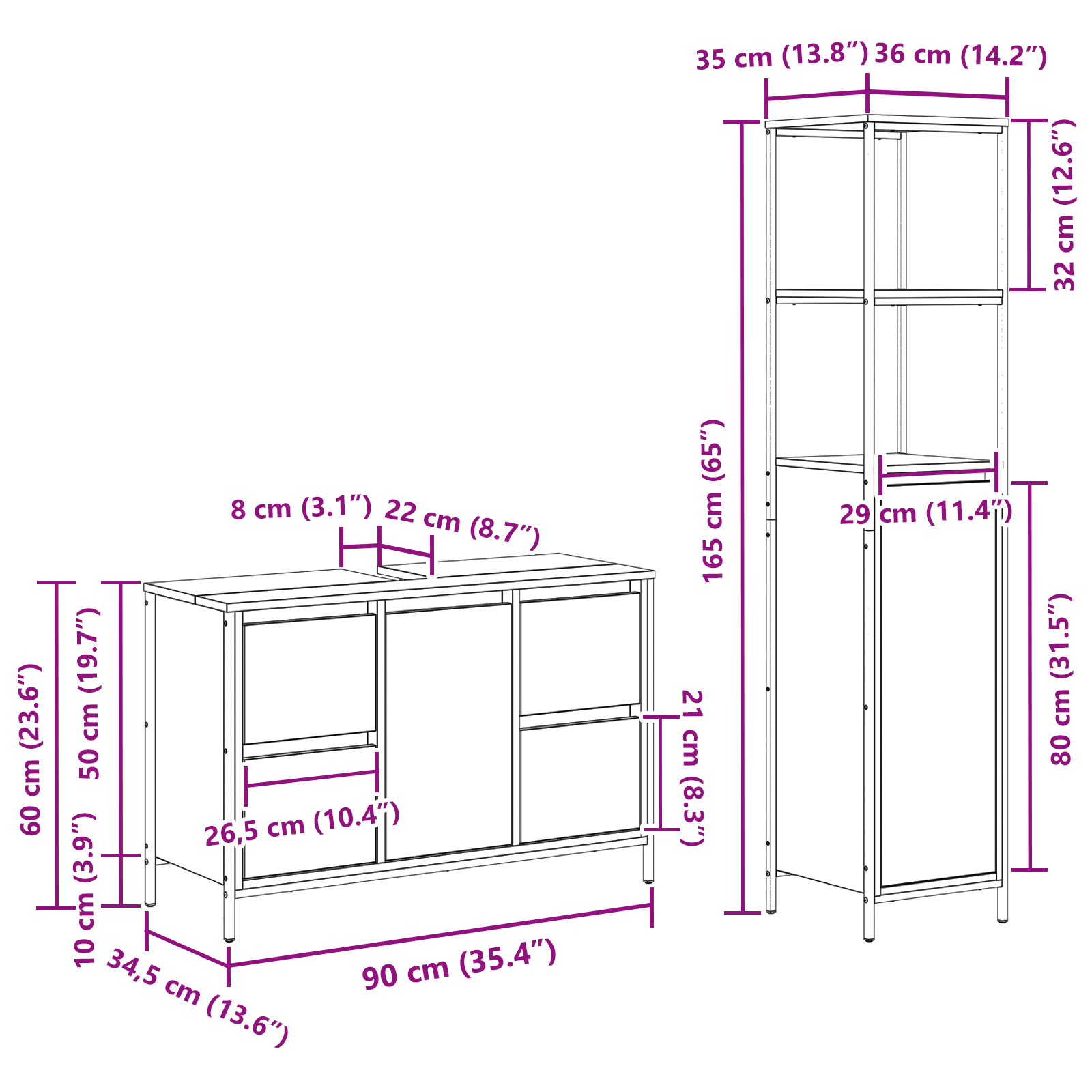 2 Piece Bathroom Furniture Set Grey Sonoma Engineered Wood - Image 10
