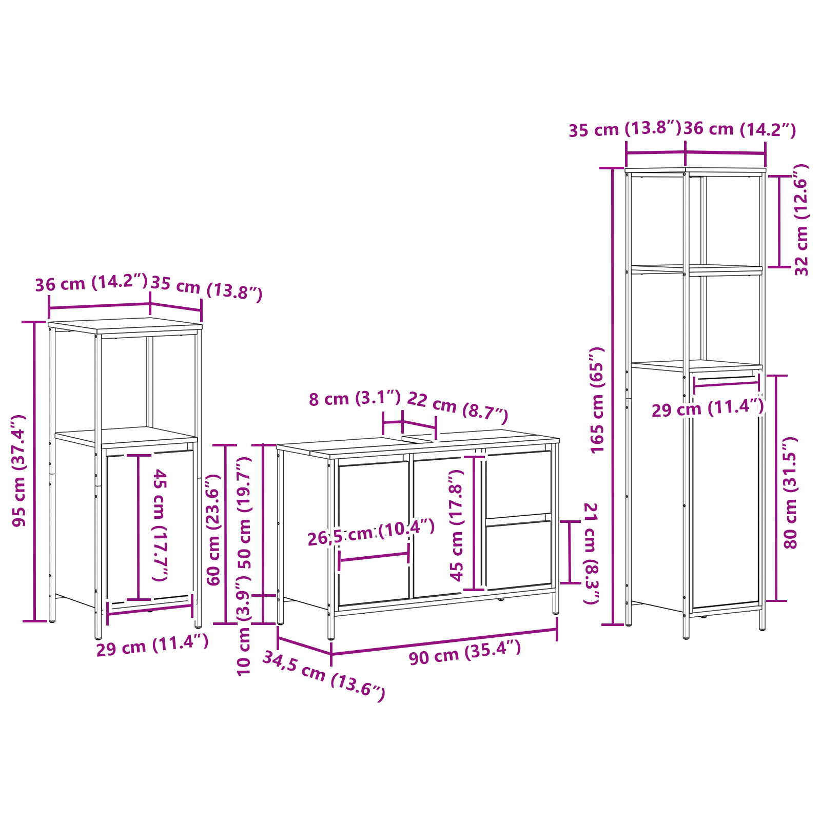 3-Piece Bathroom Furniture Set in Grey Sonoma Engineered Wood - Image 11