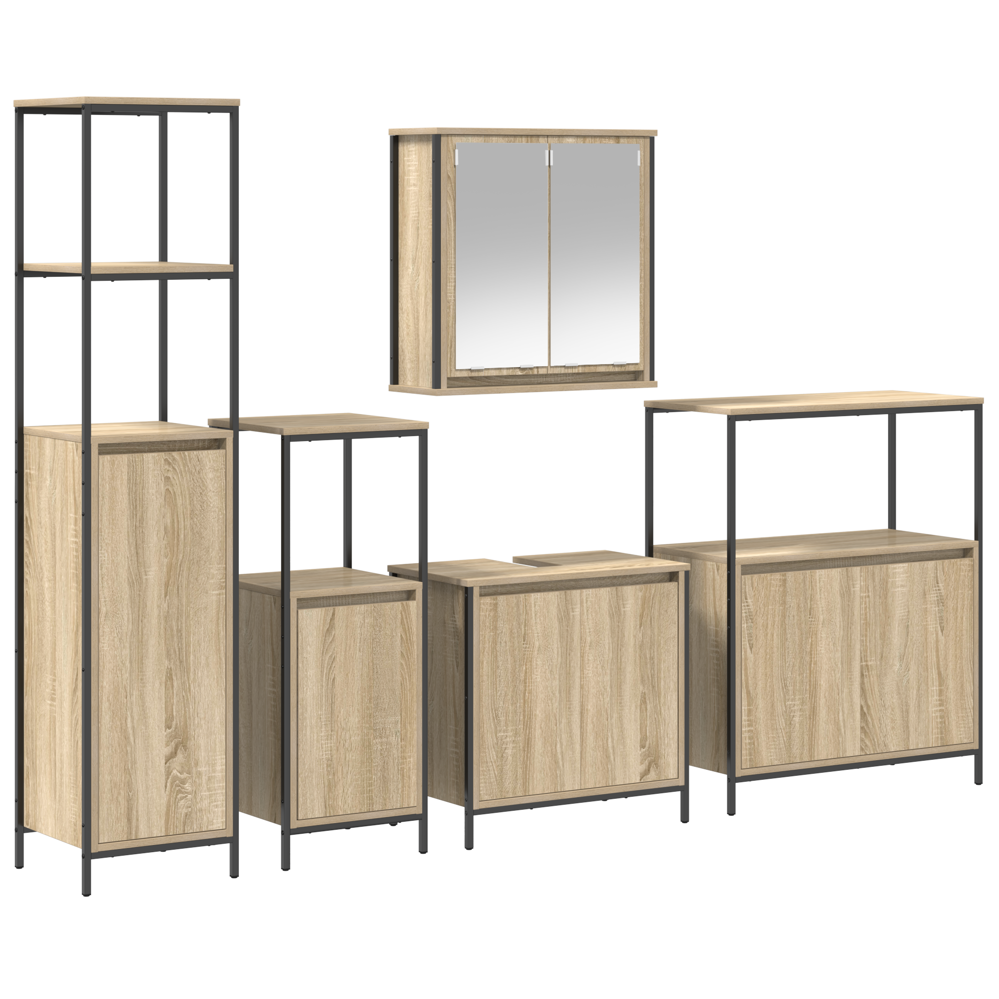 5-Piece Bathroom Furniture Set in Sonoma Oak Engineered Wood - Image 2