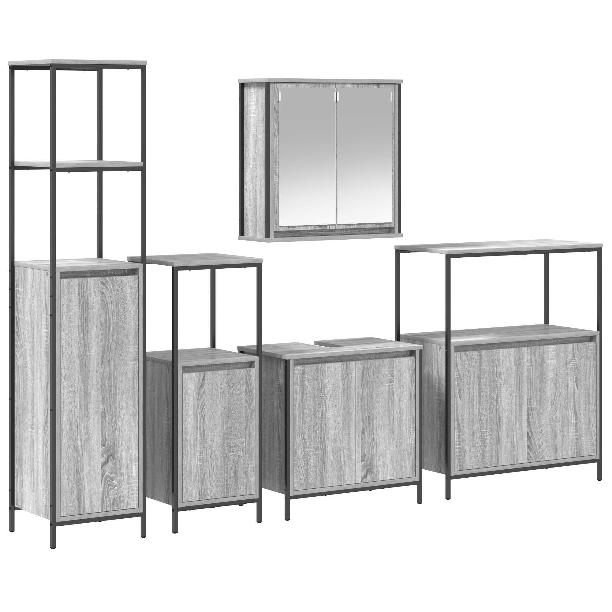 5-Piece Bathroom Furniture Set in Grey Sonoma Engineered Wood - Image 2