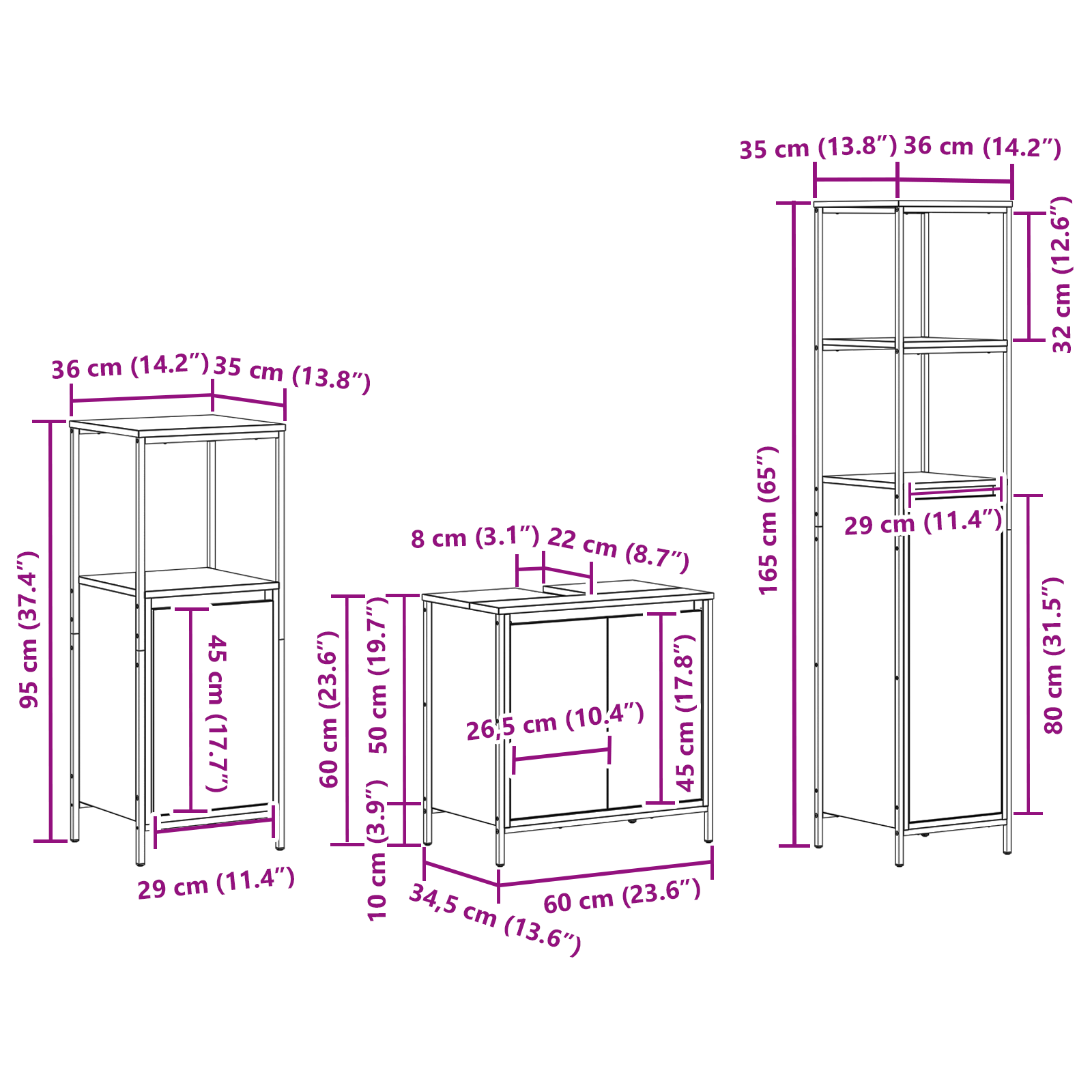 3 Piece Bathroom Furniture Set Black Oak Engineered Wood - Image 11