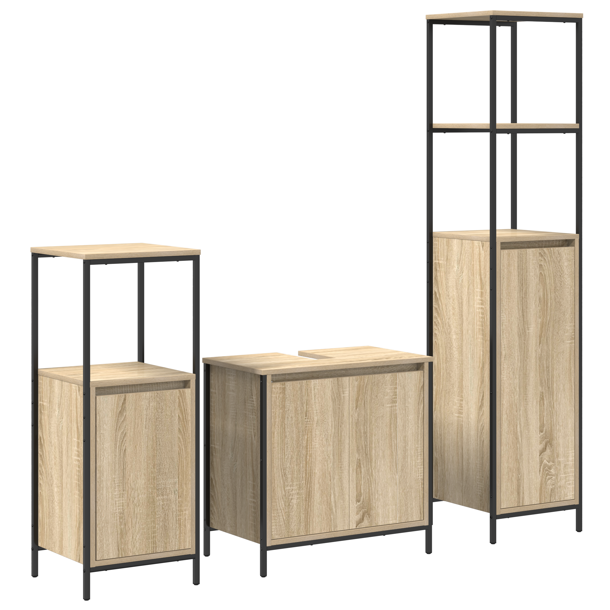 3 Piece Bathroom Furniture Set Sonoma Oak Engineered Wood - Image 2