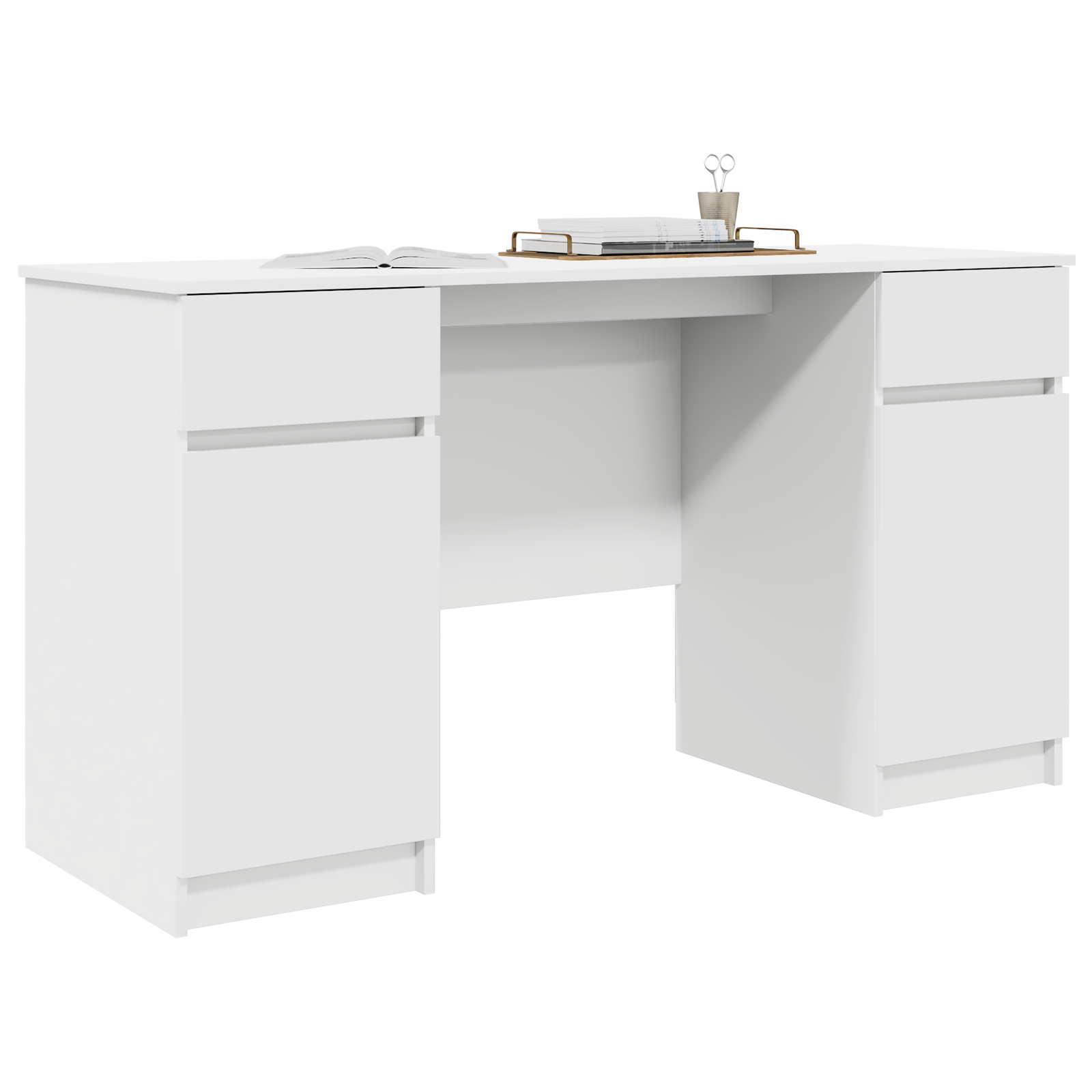 Desk White 140x49x76 cm Engineered Wood - Image 3
