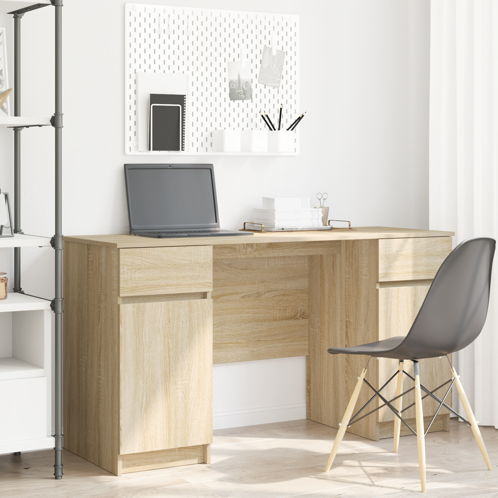 Desk Sonoma Oak 140x49x76 cm Engineered Wood