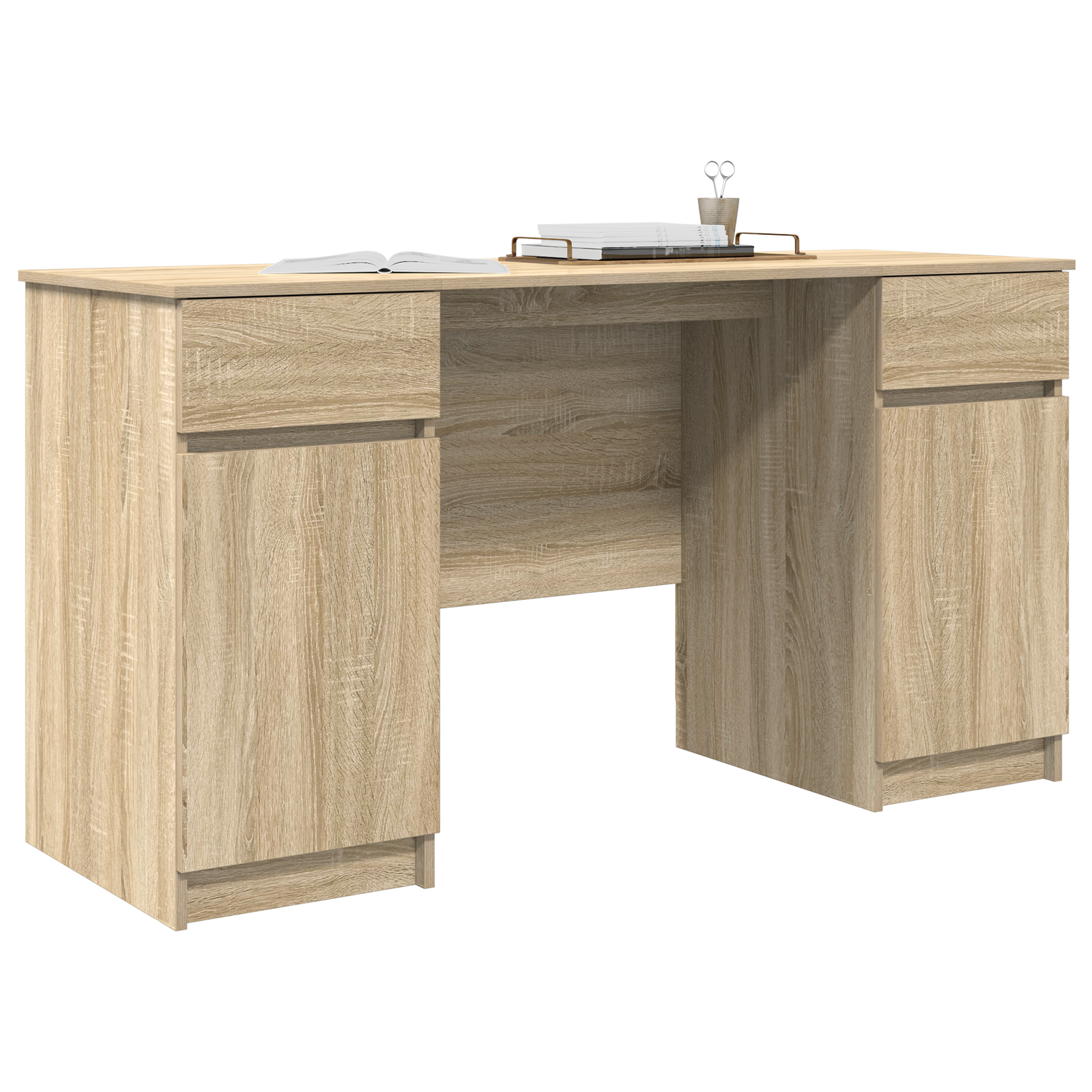Desk Sonoma Oak 140x49x76 cm Engineered Wood - Image 3