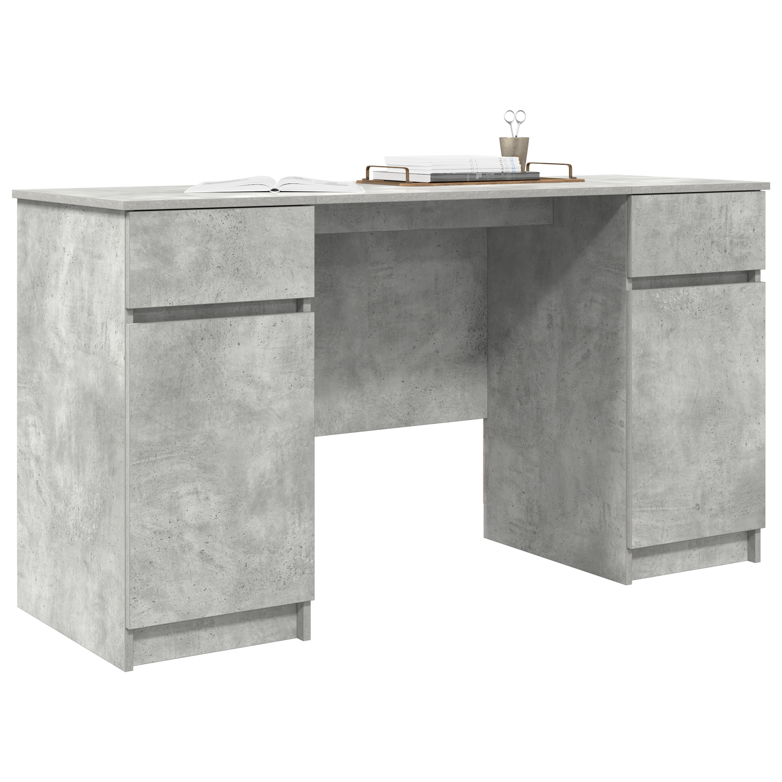 Desk Concrete Grey 140x49x76 cm Engineered Wood - Image 3