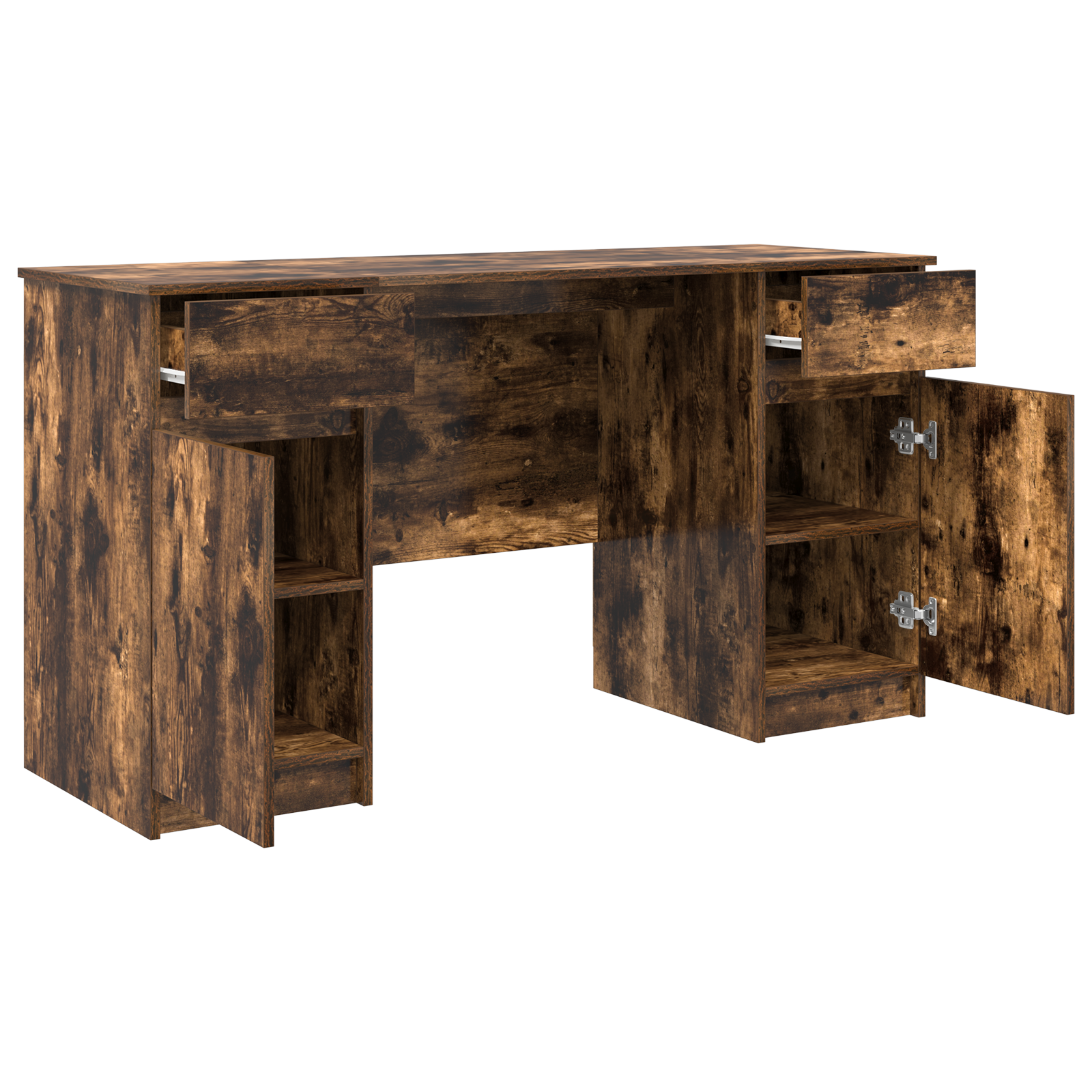 Desk Smoked Oak 140x49x76 cm Engineered Wood - Image 5