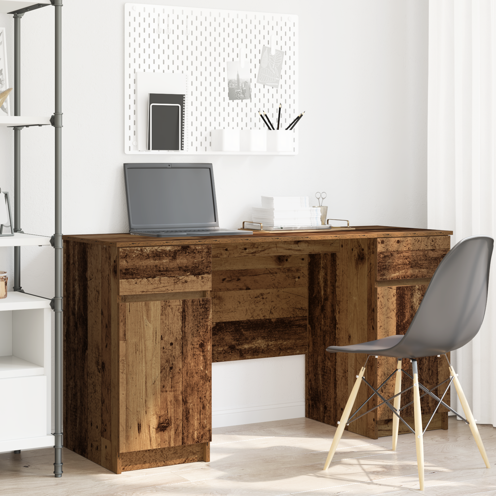 Desk Old Wood 140x49x76 cm Engineered Wood