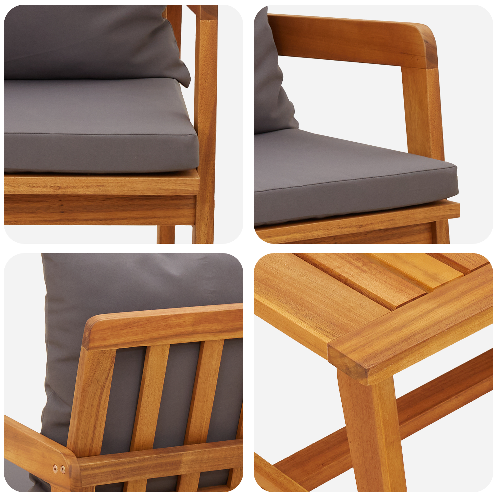 Комплект Bistro от 3 части с възглавници от масивна акациева дървесина - Image 8