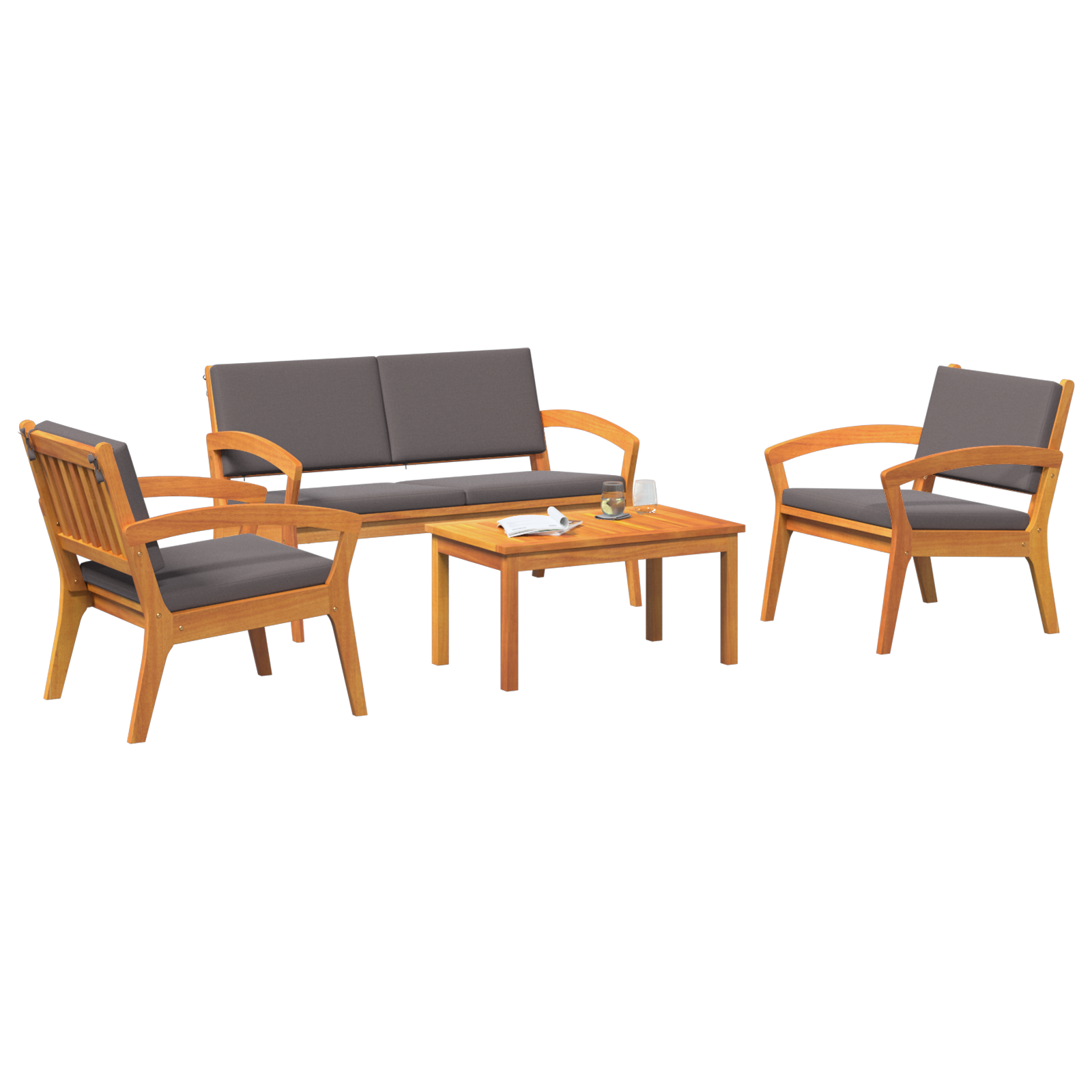 Thumbnail - vidaXL Bistrogarnitur 4 pcs Braun 75 x 45 x 38cm Massivholz Akazie