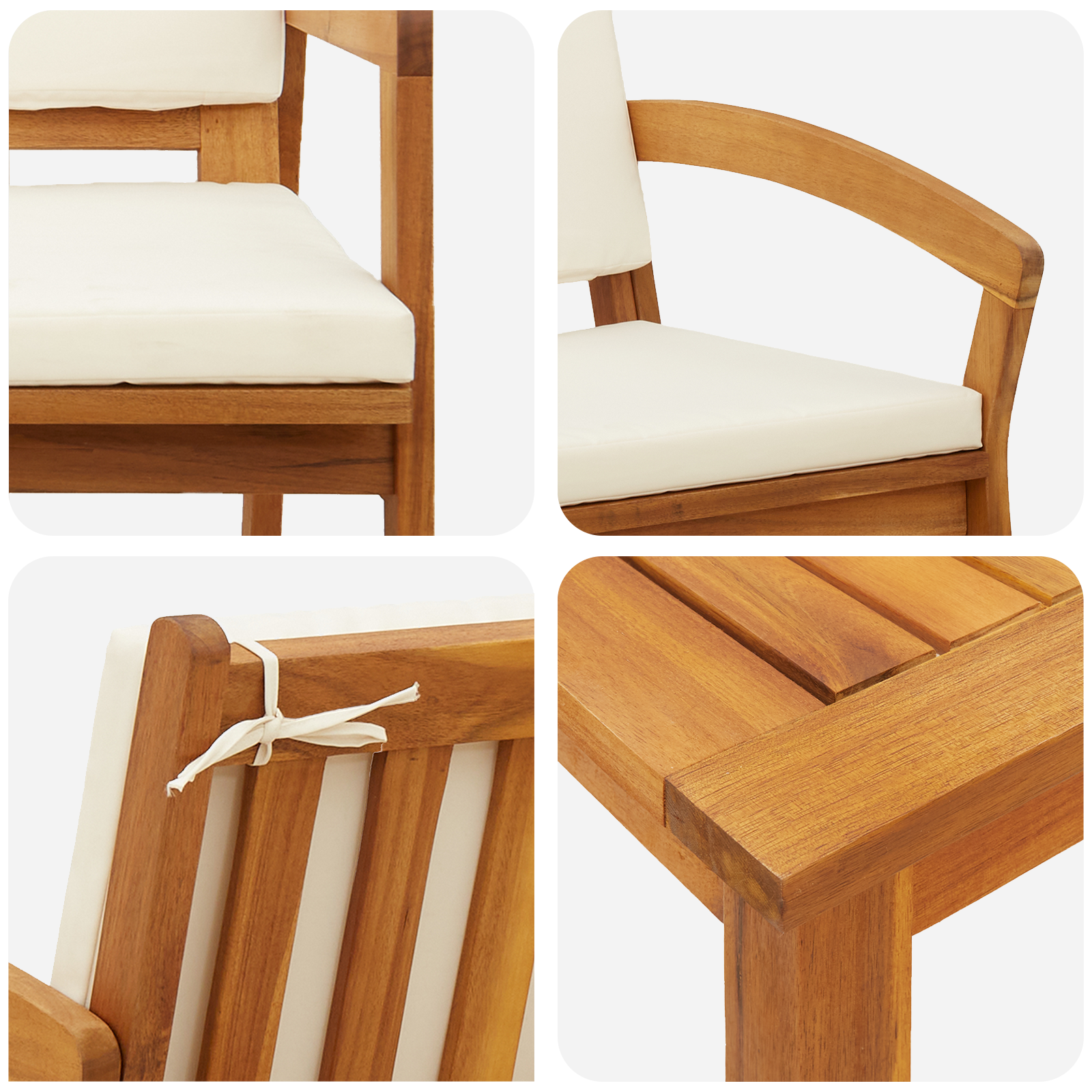 5 Piece Bistro Set with Cushions Solid Wood Acacia - Image 8