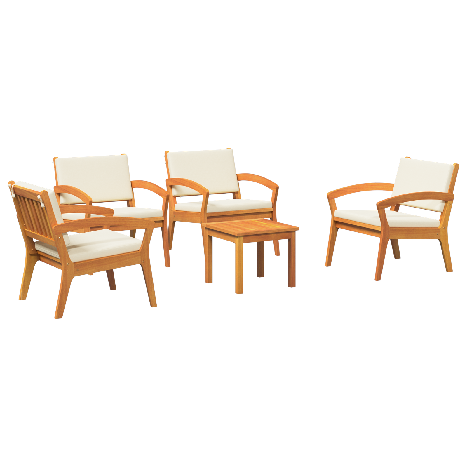 5 Piece Bistro Set with Cushions Solid Wood Acacia - Image 2