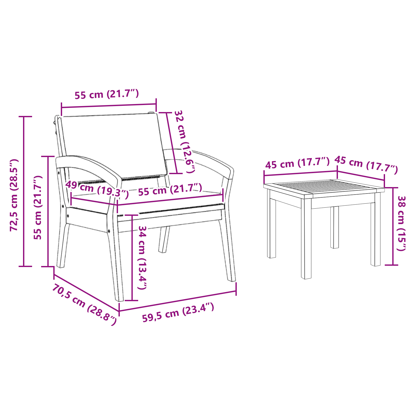 5 Piece Bistro Set with Cushions Solid Wood Acacia - Image 9