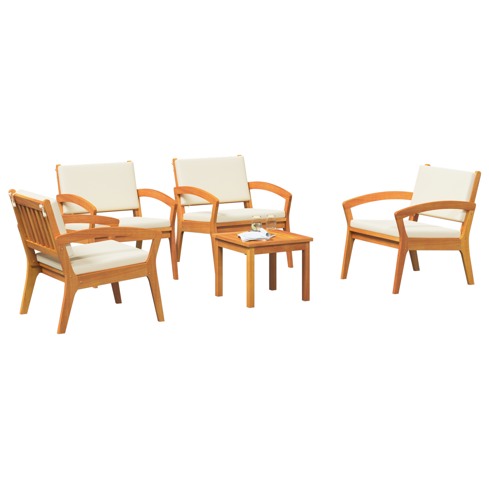 5 Piece Bistro Set with Cushions Solid Wood Acacia - Image 3