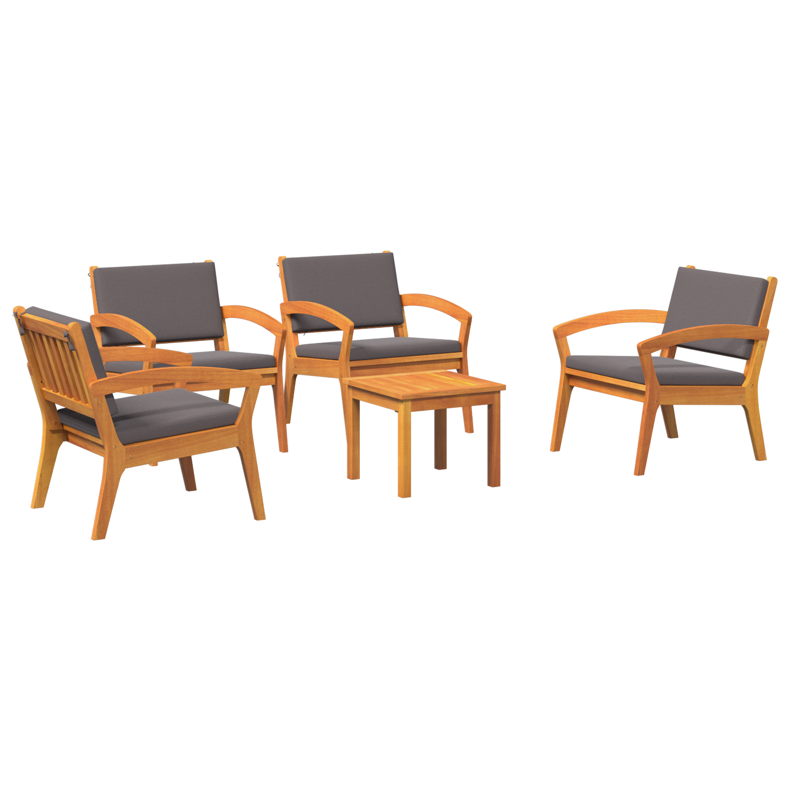 5-Piece Bistro Set with Cushions - Solid Acacia Wood - Image 2