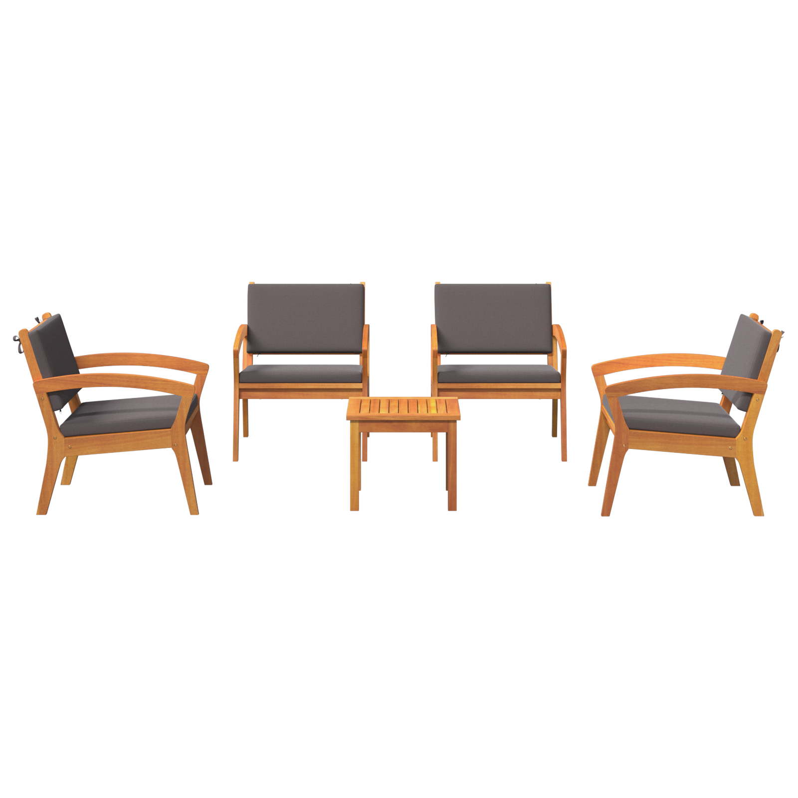 5-Piece Bistro Set with Cushions - Solid Acacia Wood - Image 7