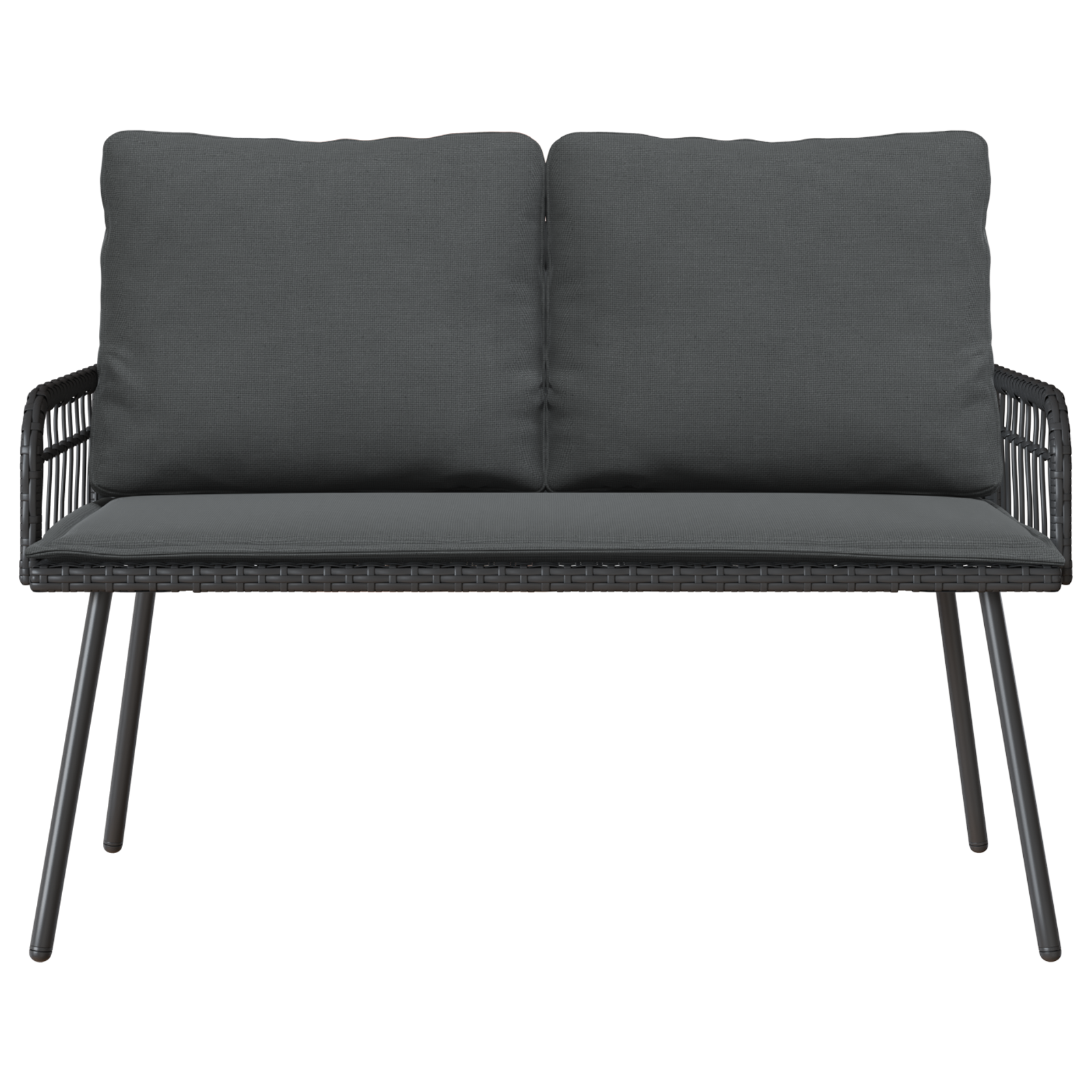 2 Piece Garden Dining Set with Cushions Black Poly Rattan - Image 7