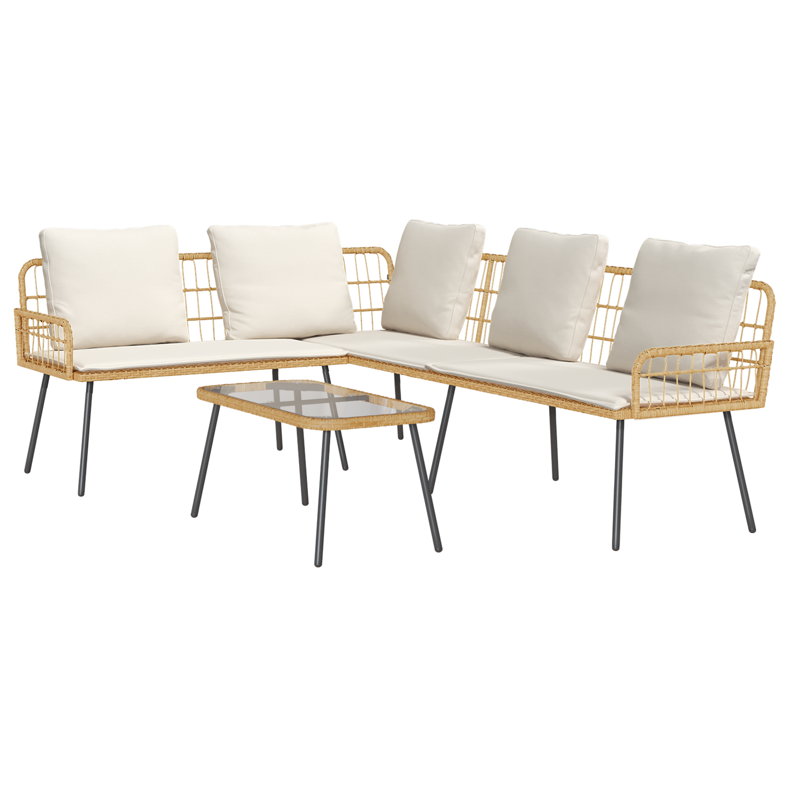 Thumbnail - vidaXL 2-tlg. Garten-Sofagarnitur mit Kissen Natur Poly Rattan