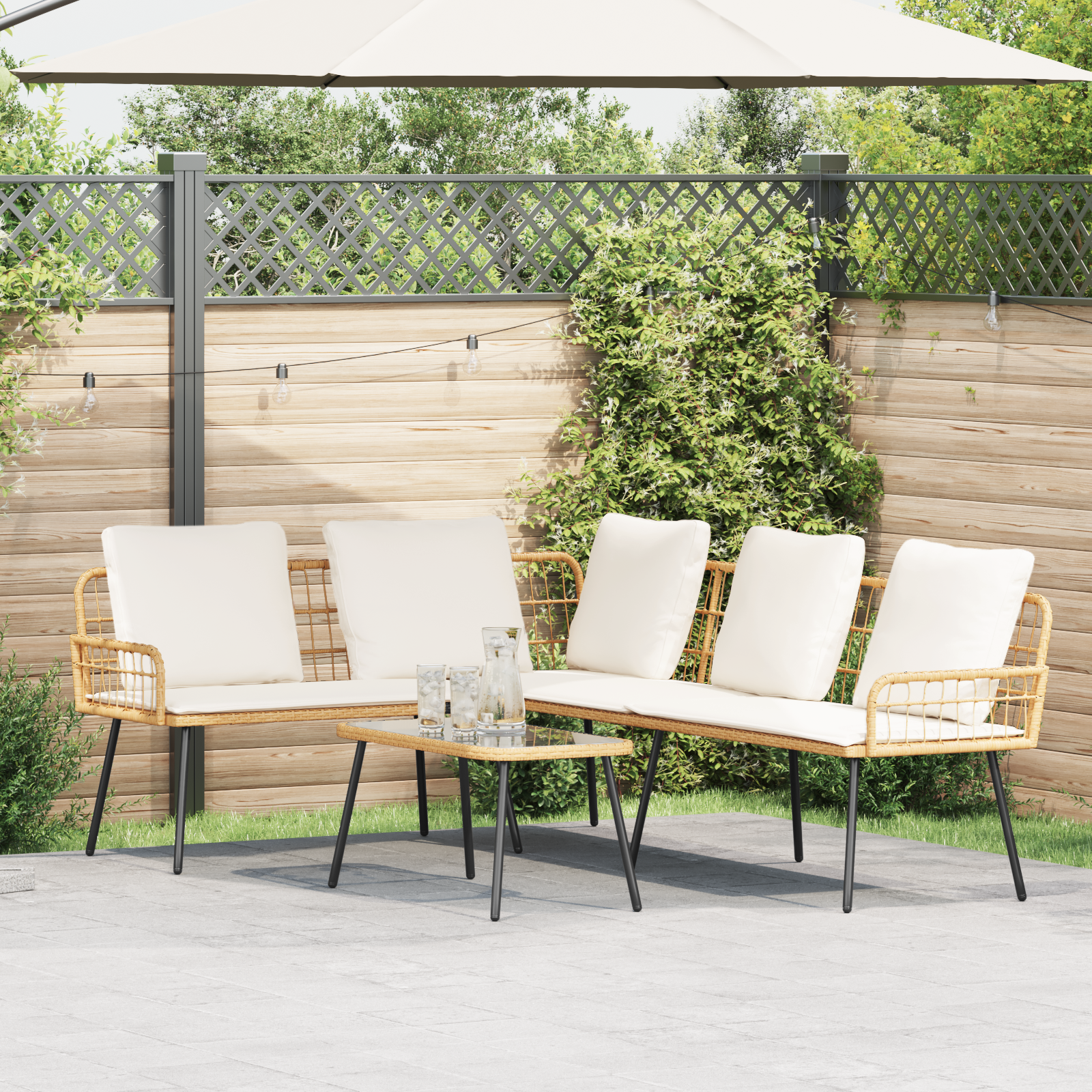 Thumbnail - vidaXL 2-tlg. Garten-Sofagarnitur mit Kissen Natur Poly Rattan