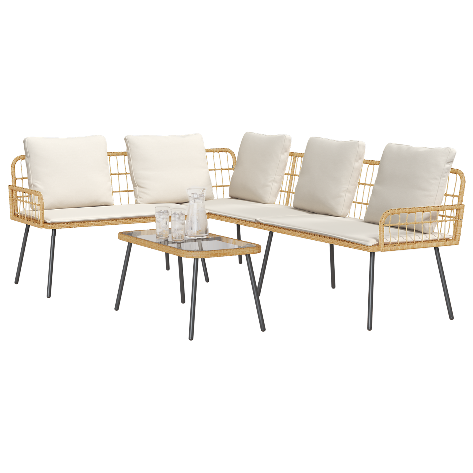 Thumbnail - vidaXL 2-tlg. Garten-Sofagarnitur mit Kissen Natur Poly Rattan