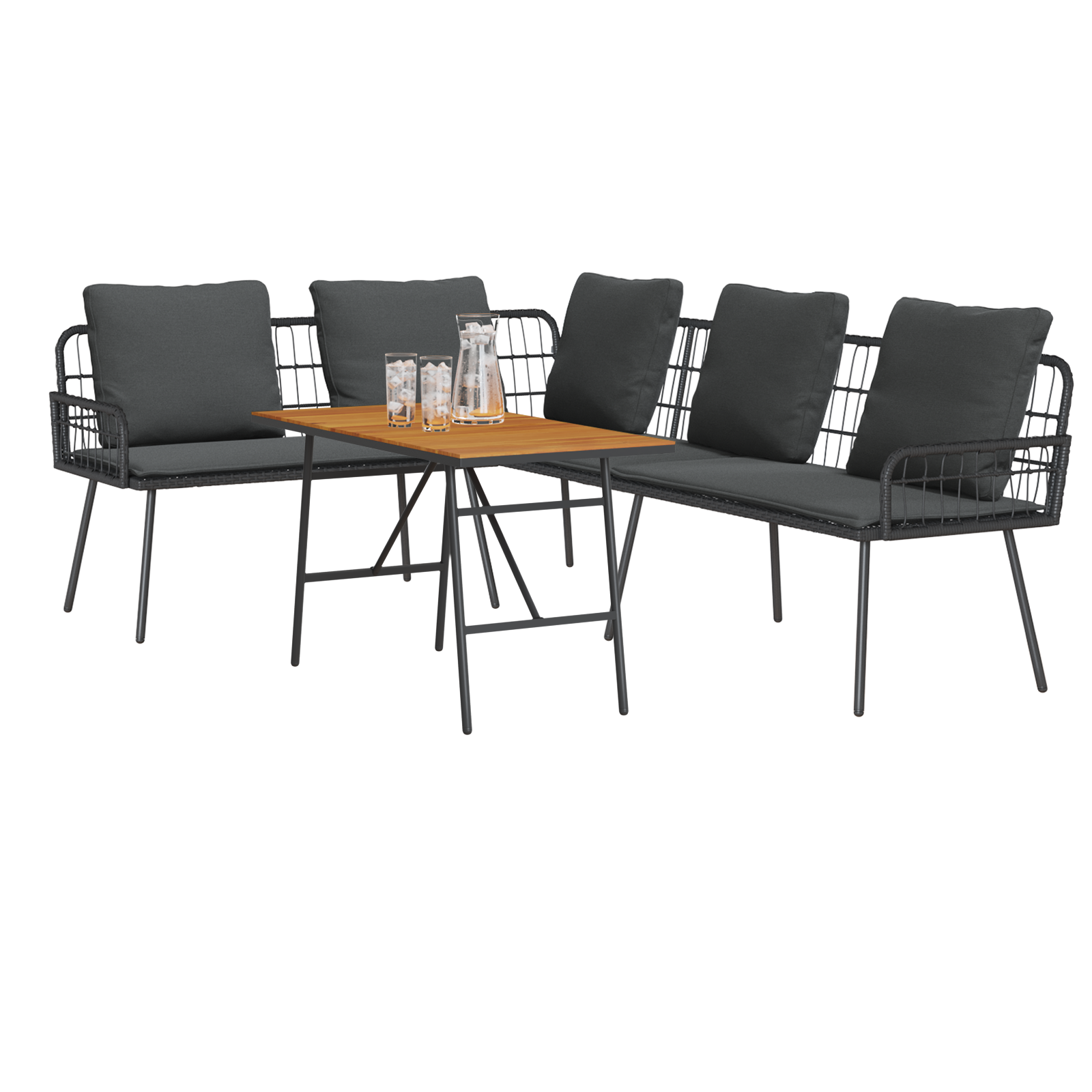 2 Piece Garden Sofa Set with Cushions Black Poly Rattan - Image 3