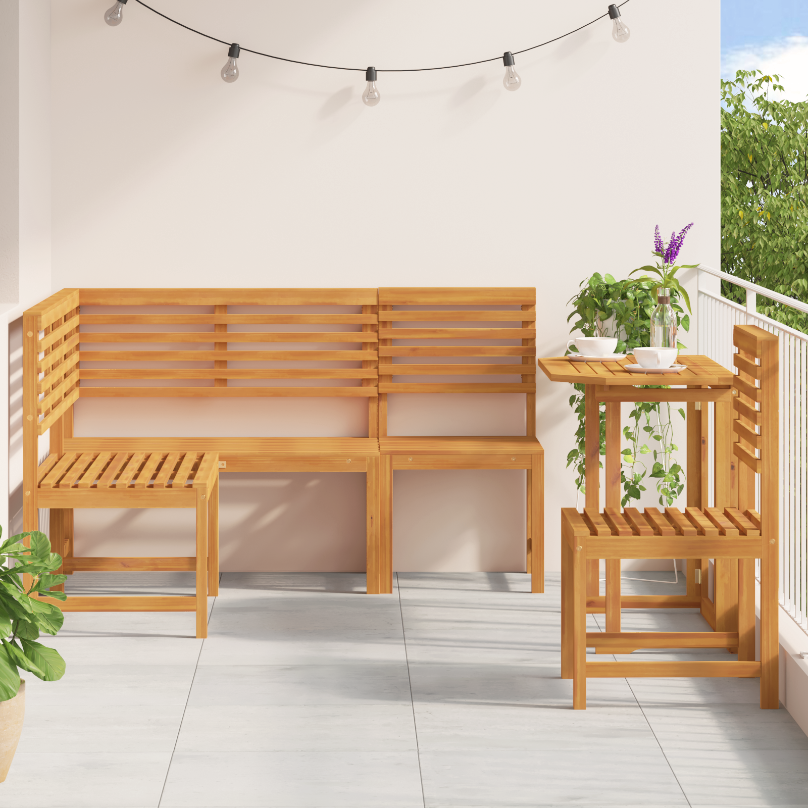 4-Piece Garden Dining Set - Made of Solid Acacia Wood - Image 4