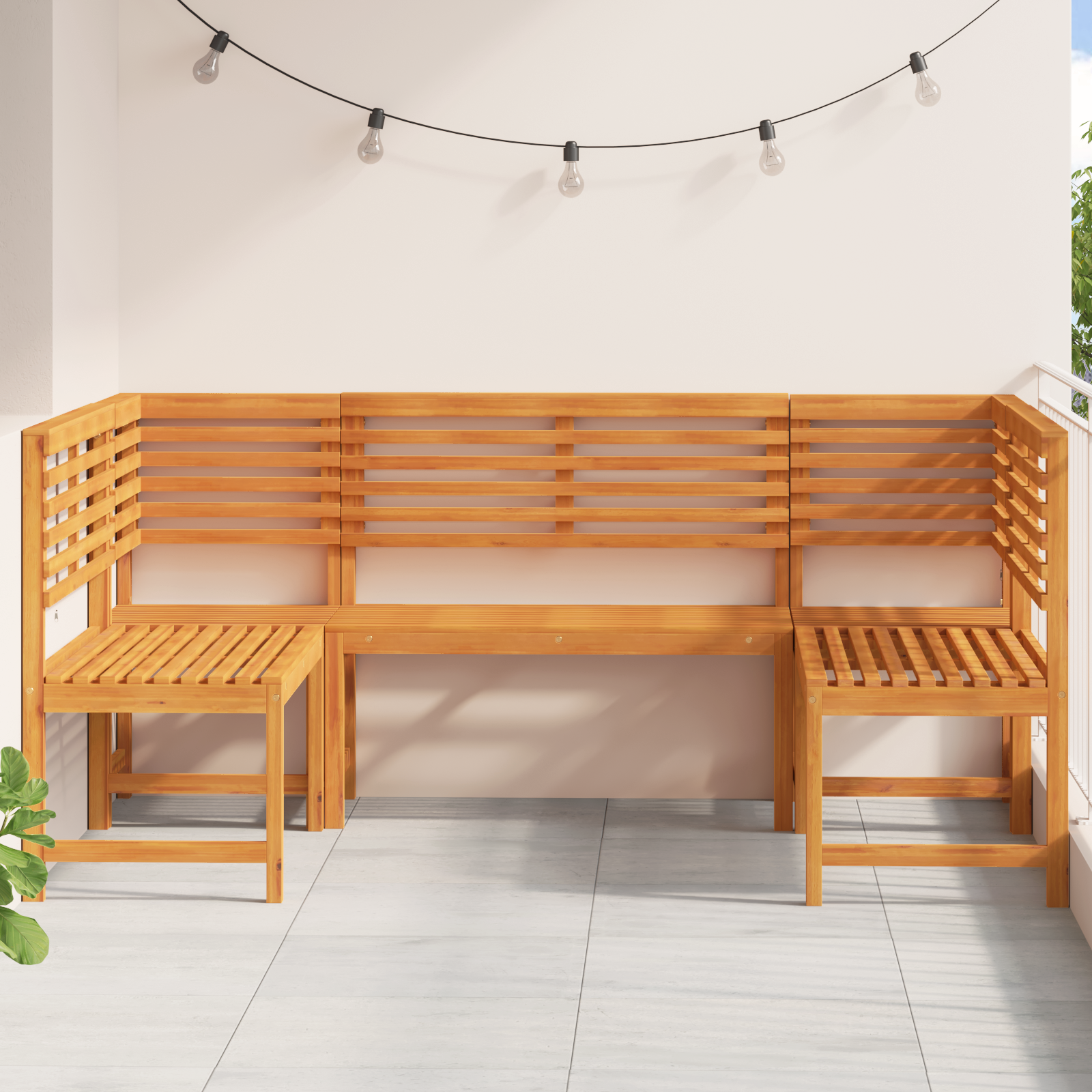 5-Piece Acacia Wood Garden Bench Set - Image 3