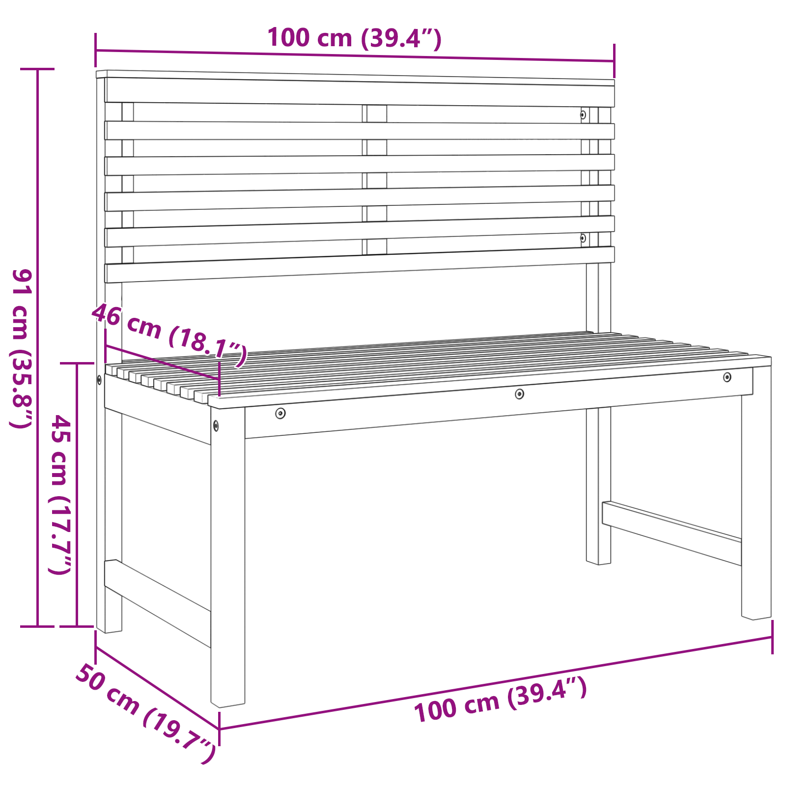 3-Piece Garden Bench Set - Solid Acacia Wood - Image 11