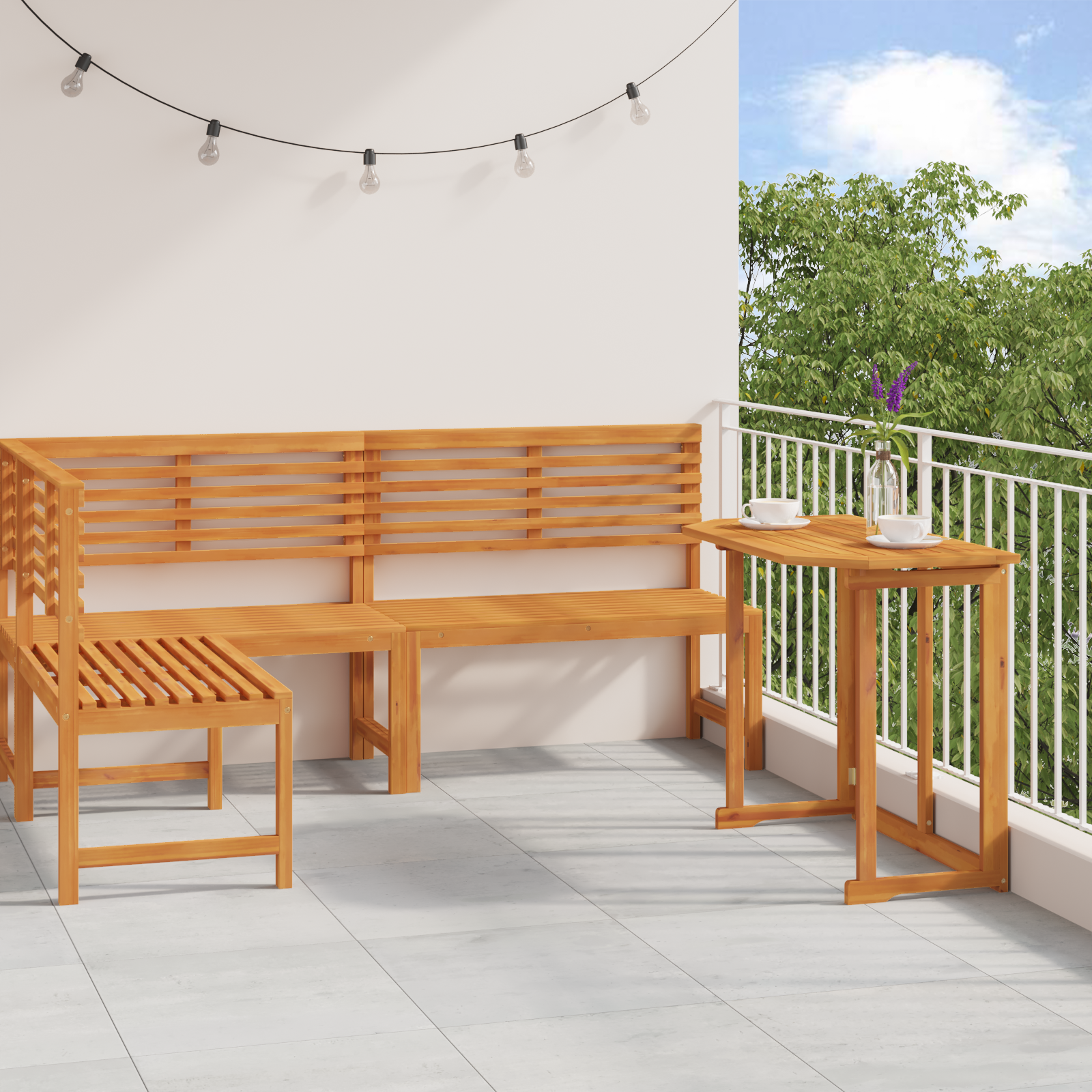 3-Piece Garden Bistro Set - Solid Acacia Wood