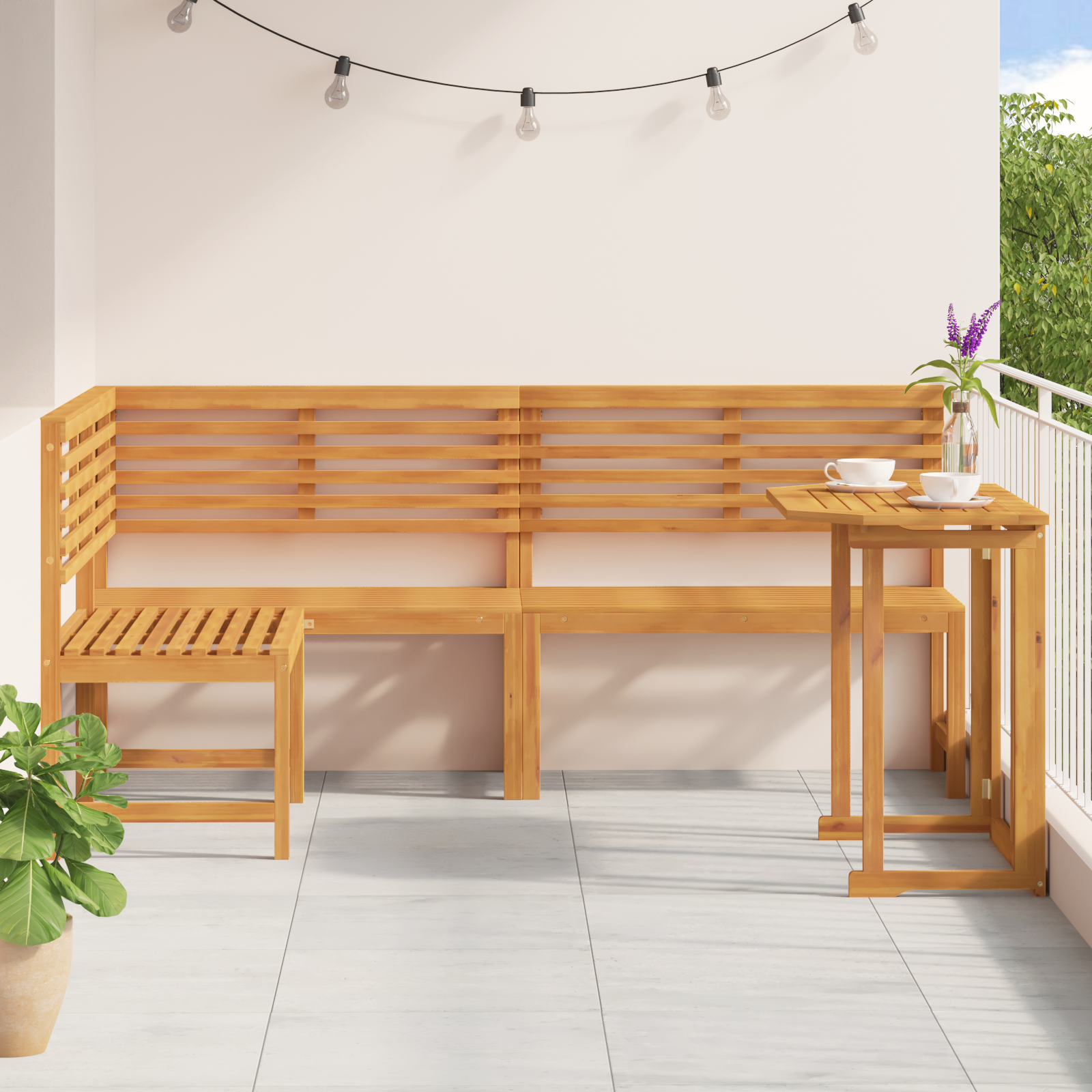3-Piece Garden Bistro Set - Solid Acacia Wood - Image 4