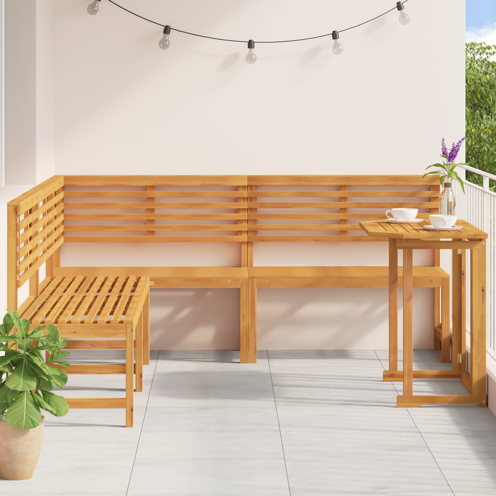 4-Piece Acacia Wood Garden Dining Set - Image 4