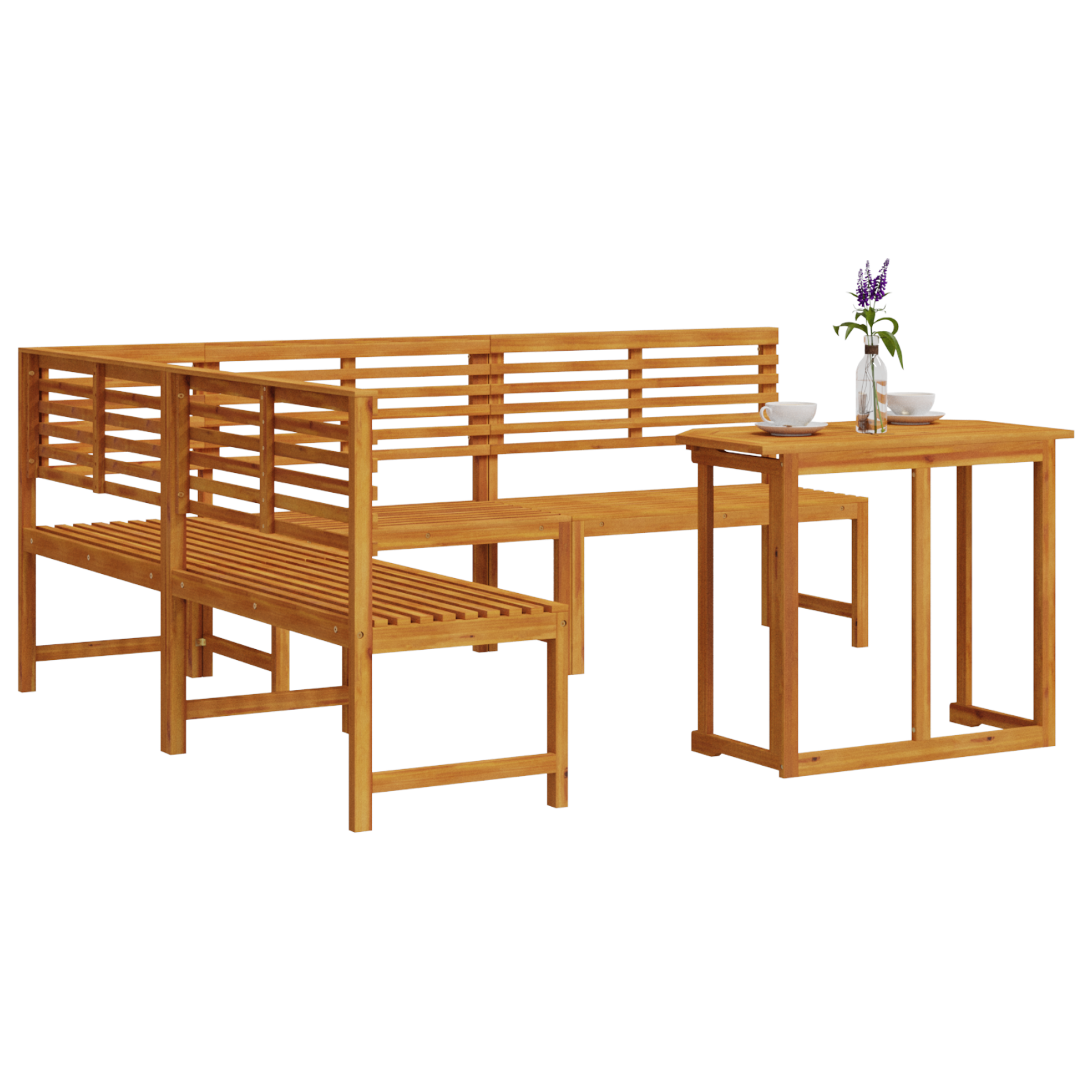 4-Piece Acacia Wood Garden Dining Set - Image 3