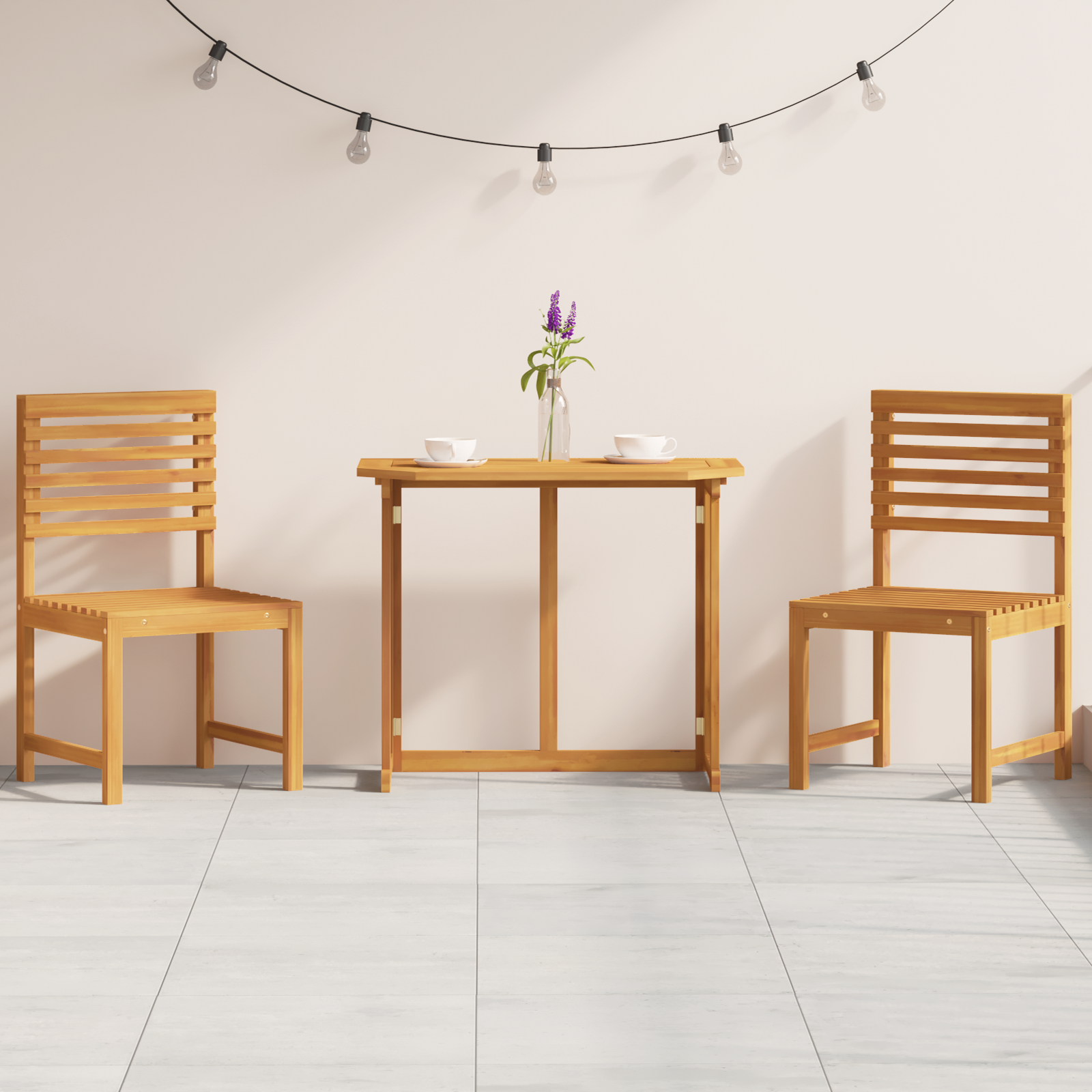 3-Piece Garden Bistro Set - Solid Acacia Wood - Image 4