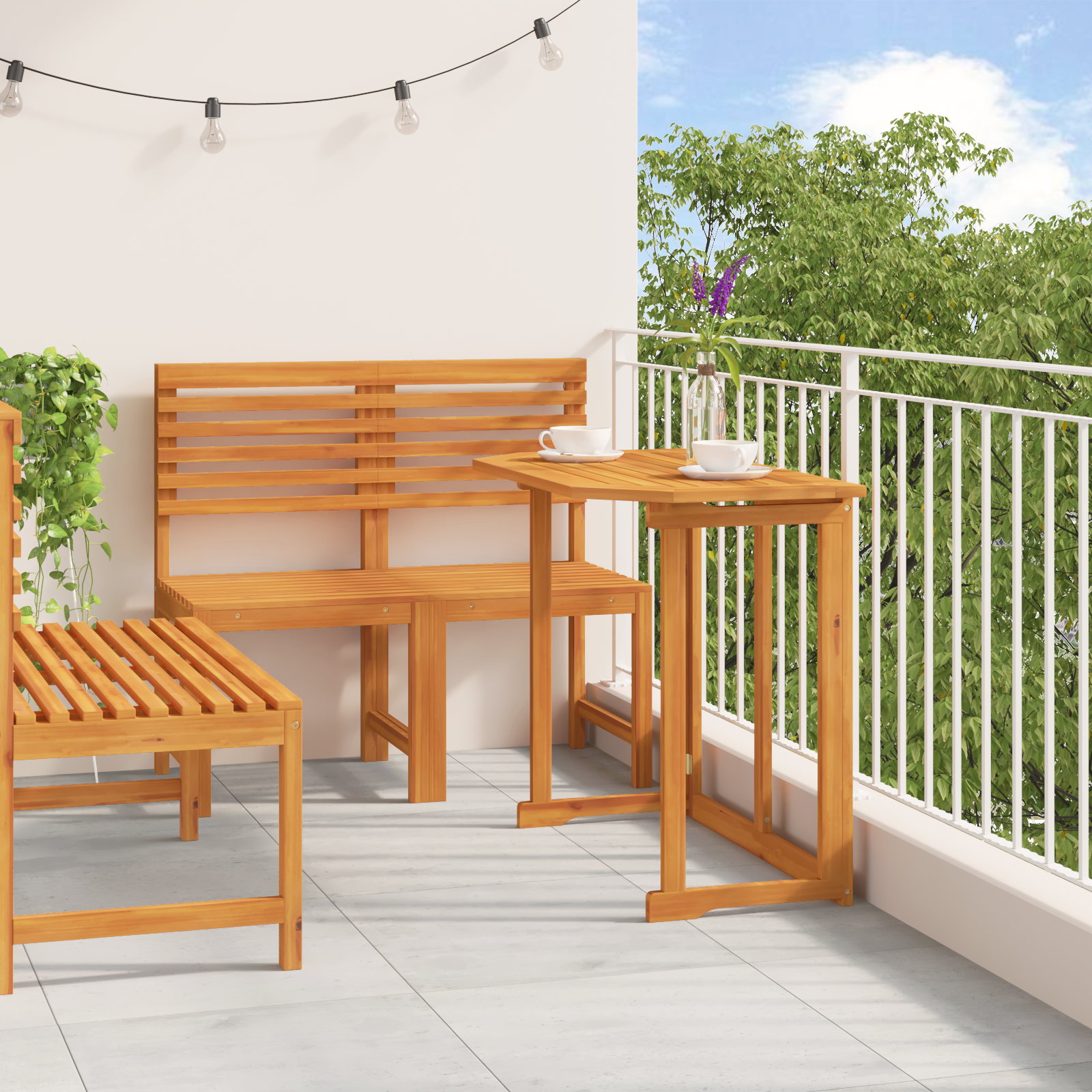 4 Piece Garden Dining Set in Solid Acacia Wood