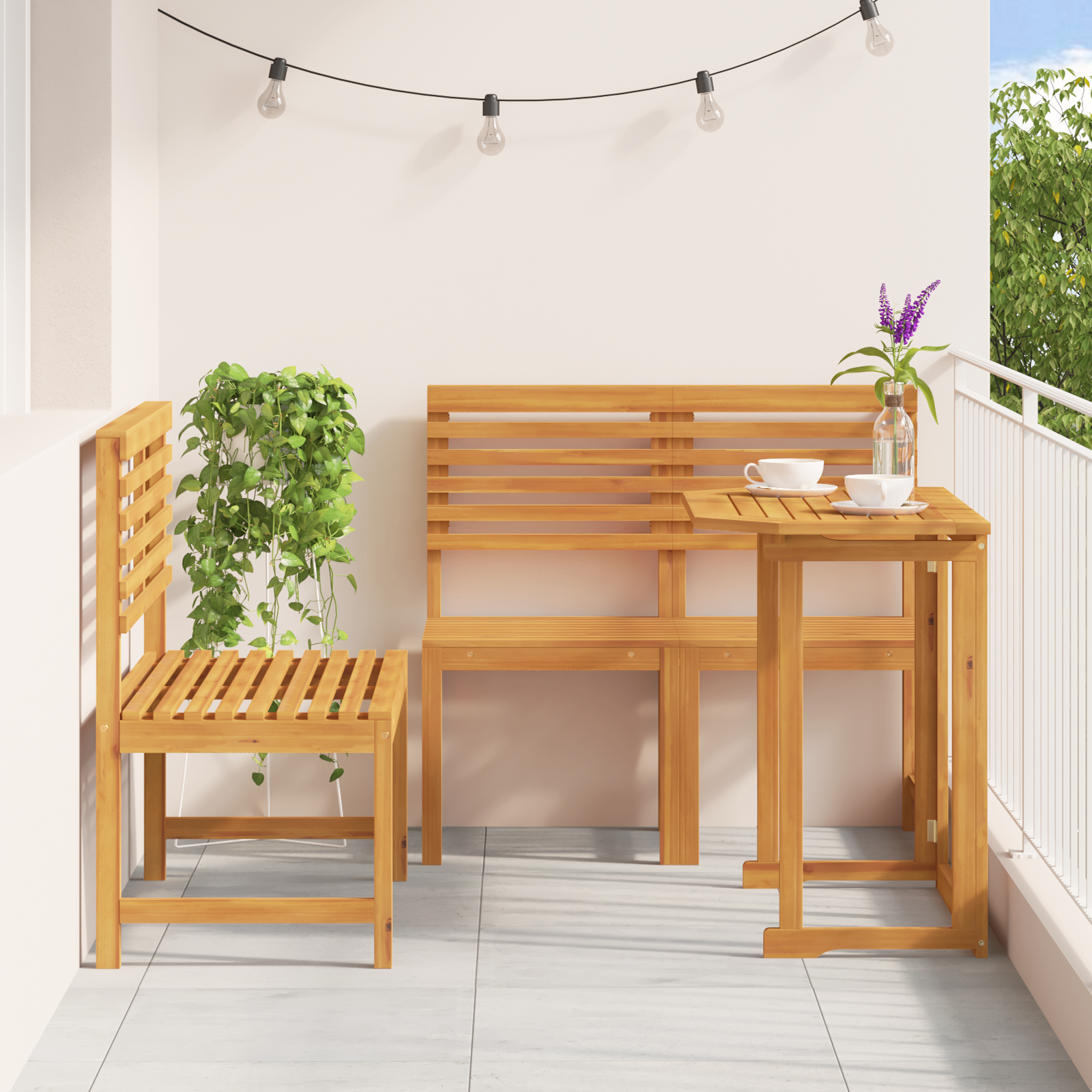 4 Piece Garden Dining Set in Solid Acacia Wood - Image 4