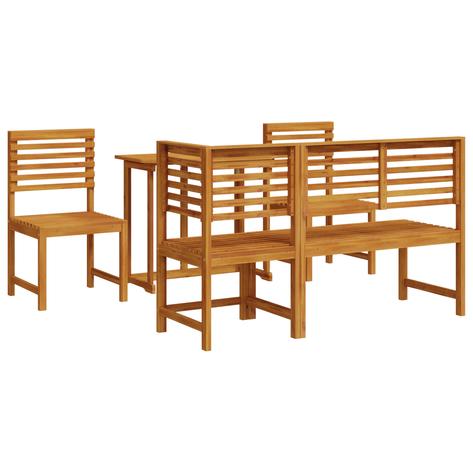 5-Piece Garden Dining Set - Solid Acacia Wood - Image 2