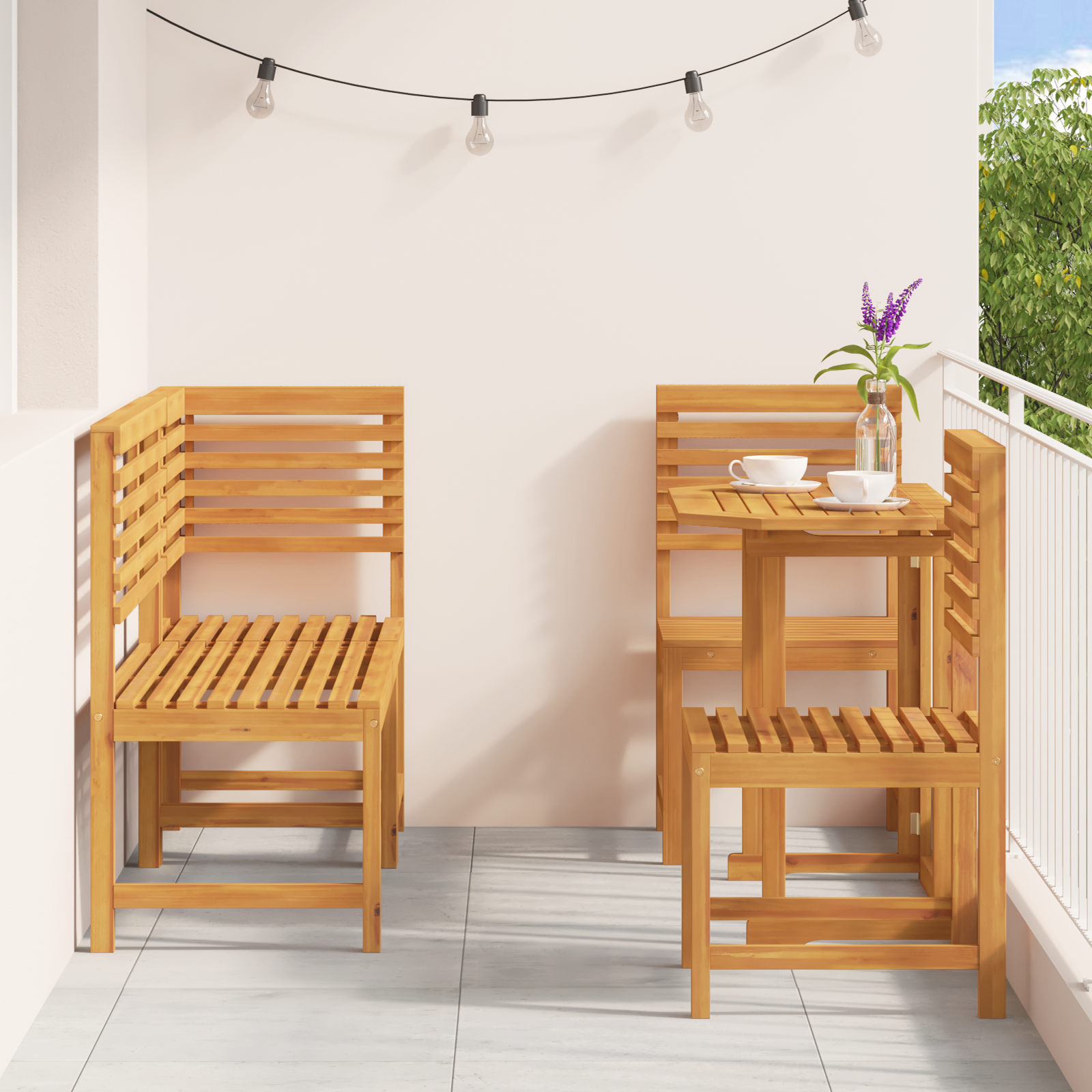 5-Piece Garden Dining Set - Solid Acacia Wood - Image 4