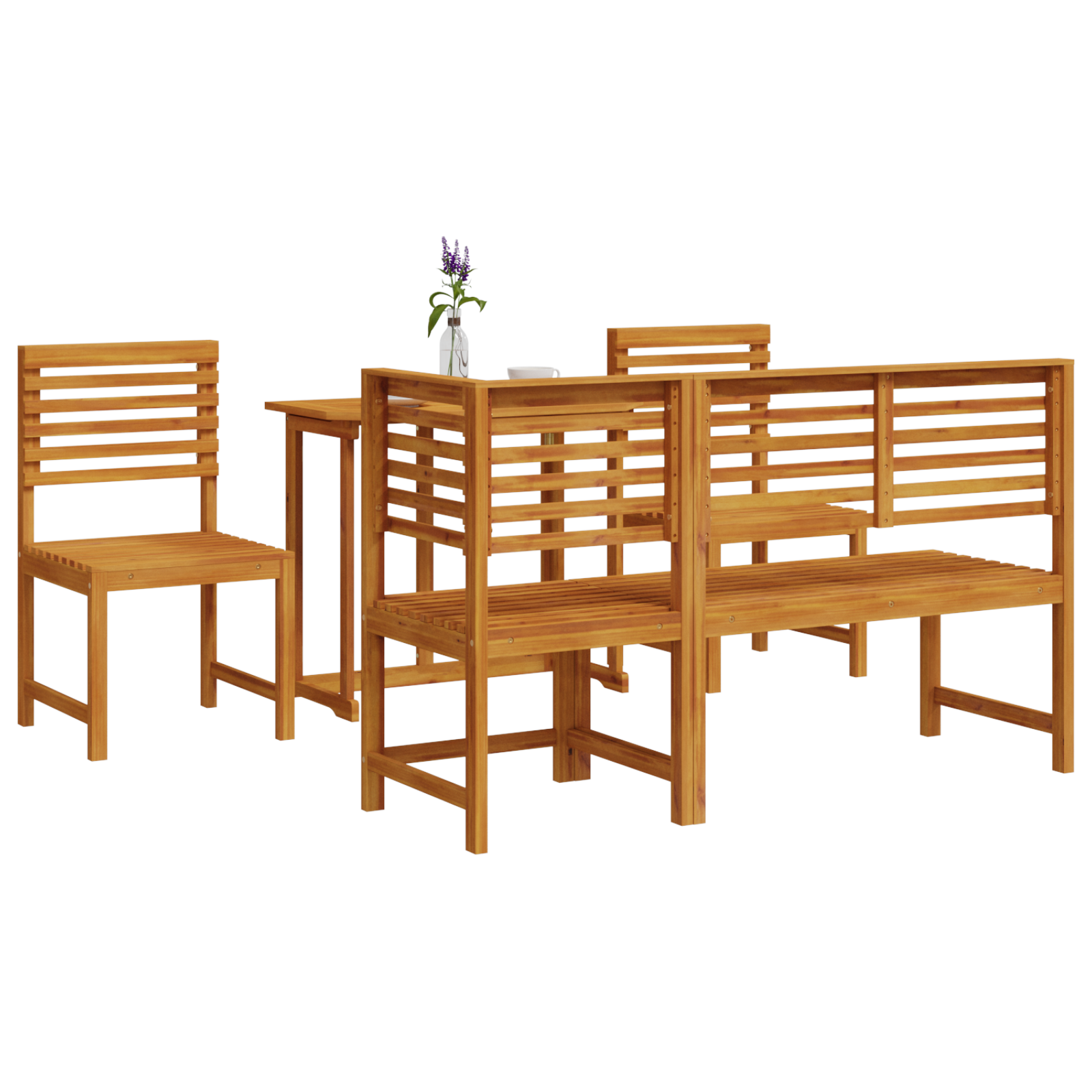 5-Piece Garden Dining Set - Solid Acacia Wood - Image 3