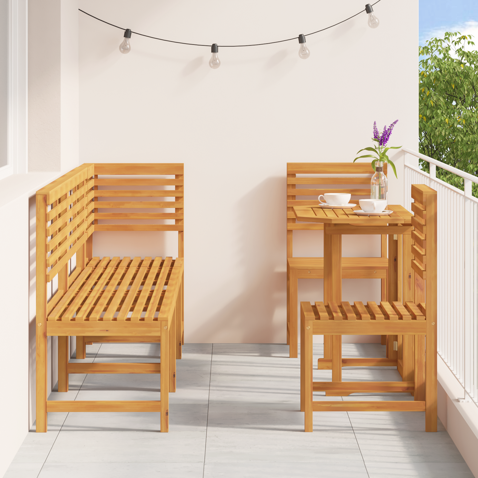 6-Piece Garden Dining Set - Solid Acacia Wood - Image 4